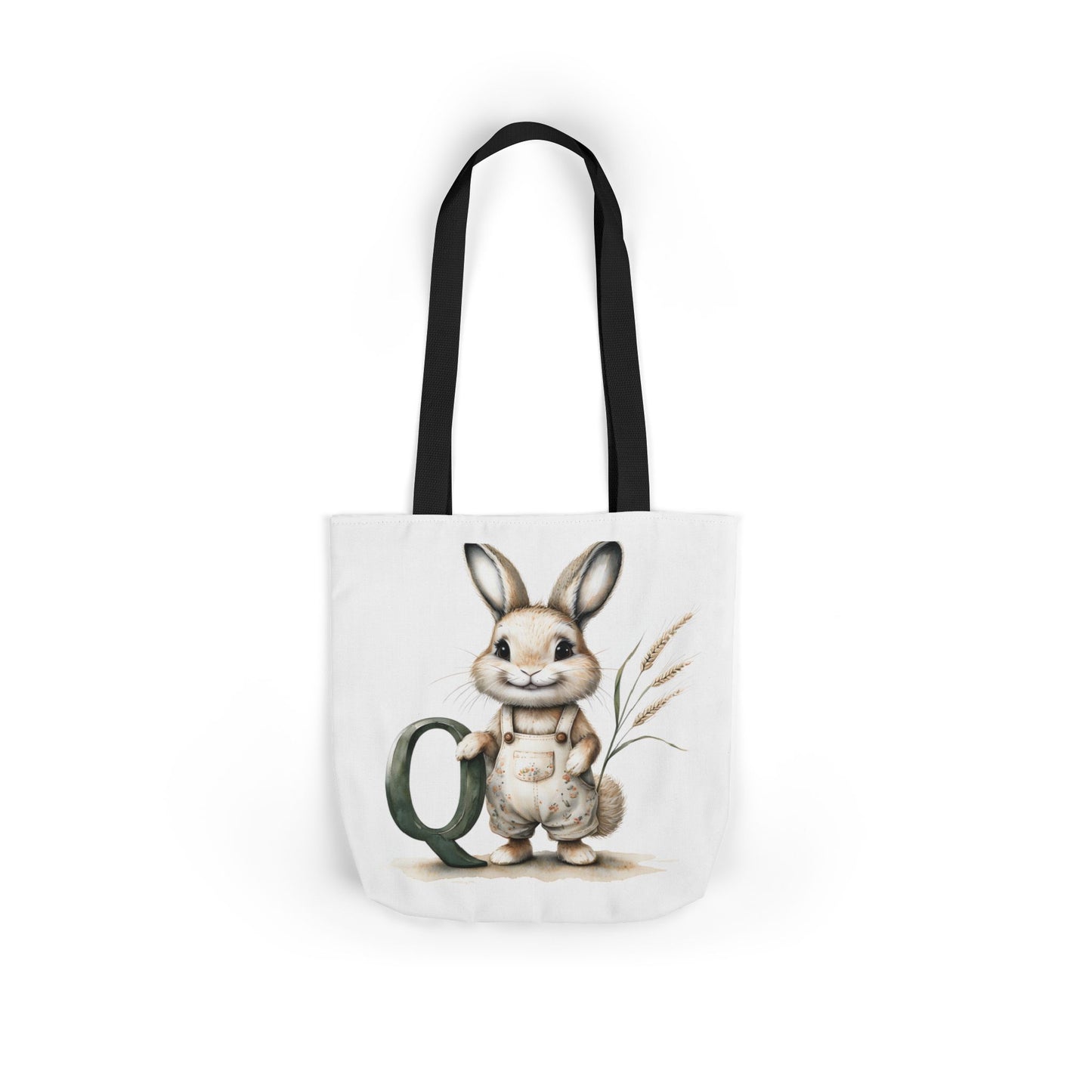 Cute Letter Q Rabbit Canvas Tote Bag - Eco-Friendly Shopping, Gift Bag, Farmer's Market, Kid's Lunch, Summer Fun
