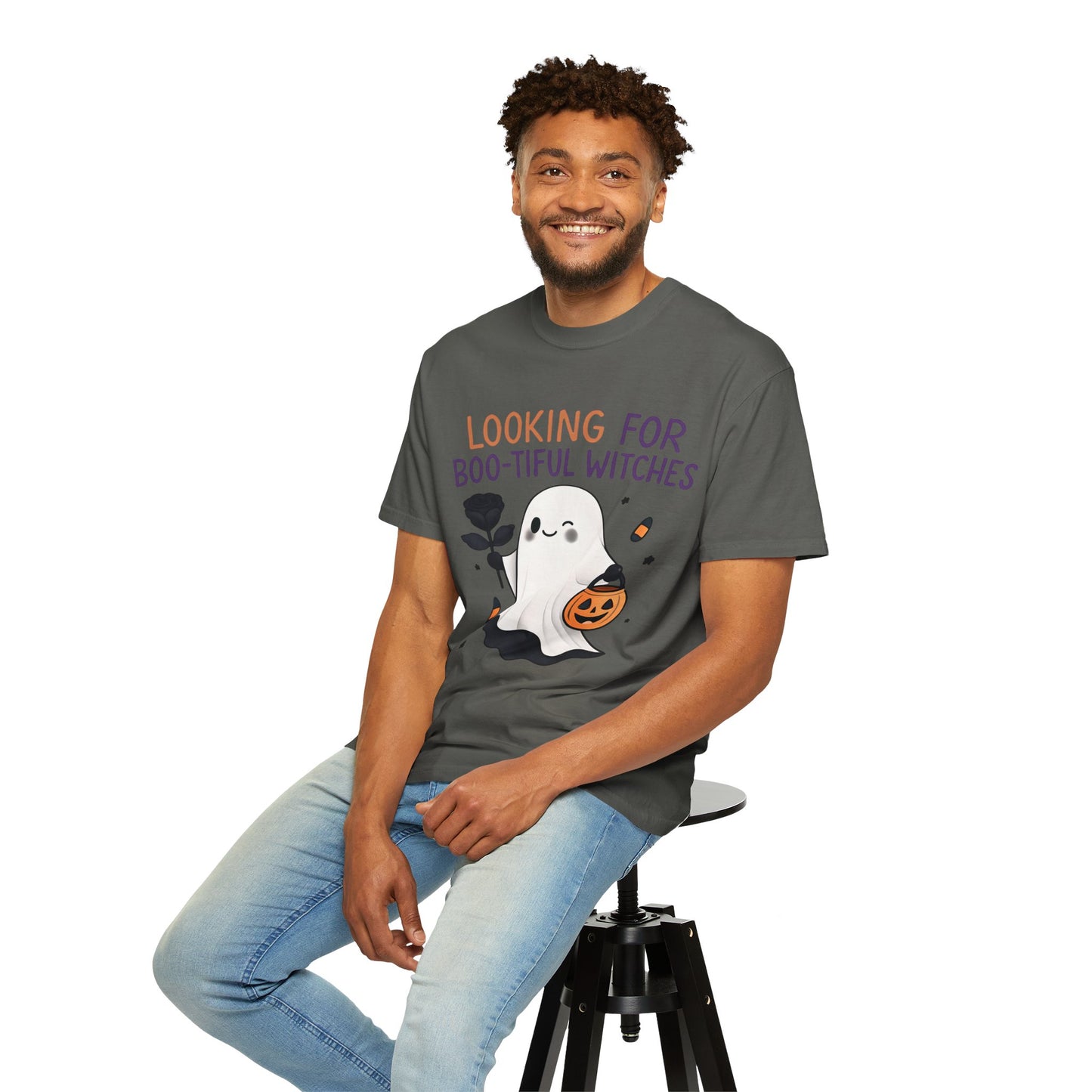 Halloween Ghost T-Shirt, Cute Witch Tee, Unisex Graphic Tee, Fall Apparel, Spooky Season Shirt