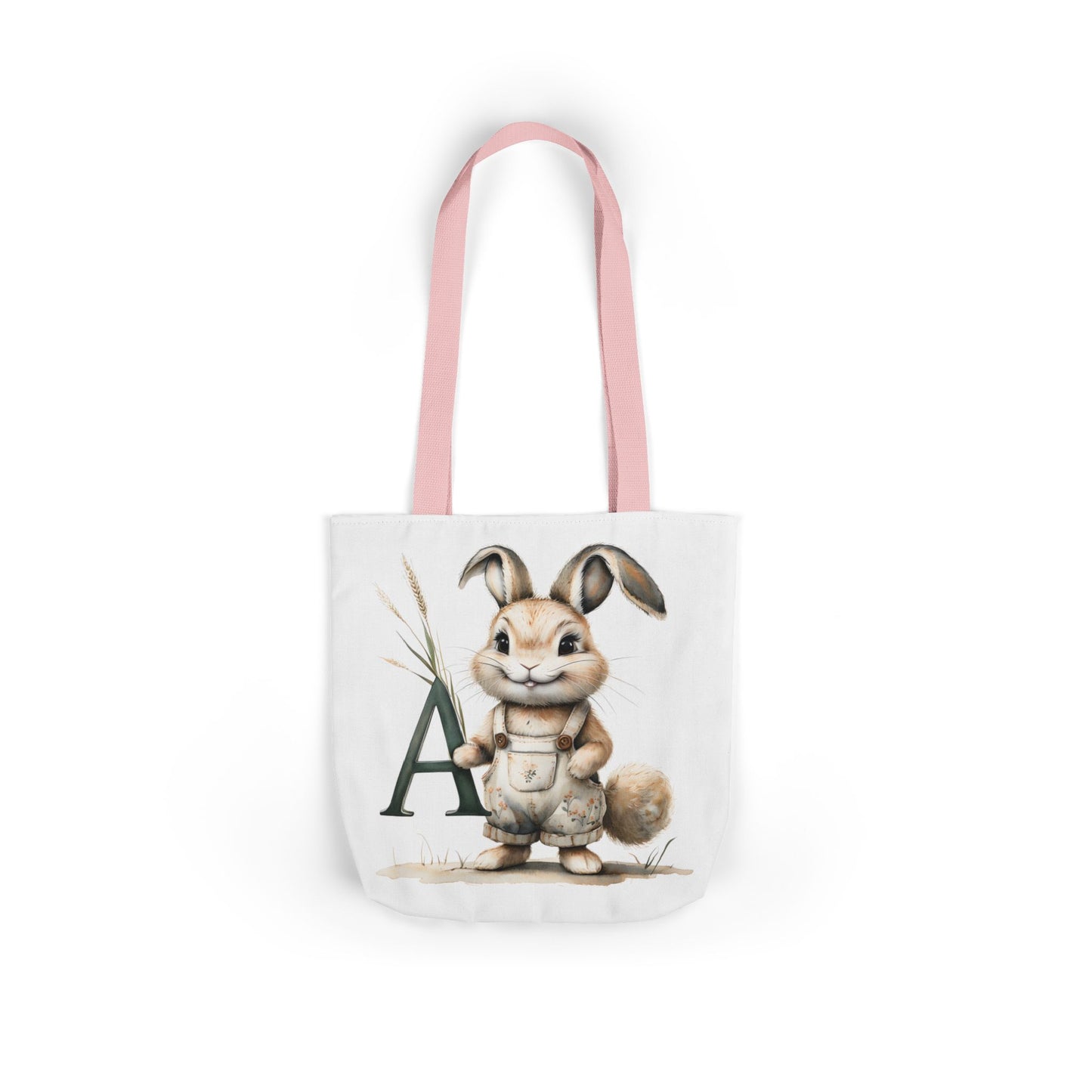 Charming Letter A Rabbit Canvas Tote Bag, Eco-Friendly Shopping, Perfect for Easter, Gift for Animal Lovers, Cute Eco Tote