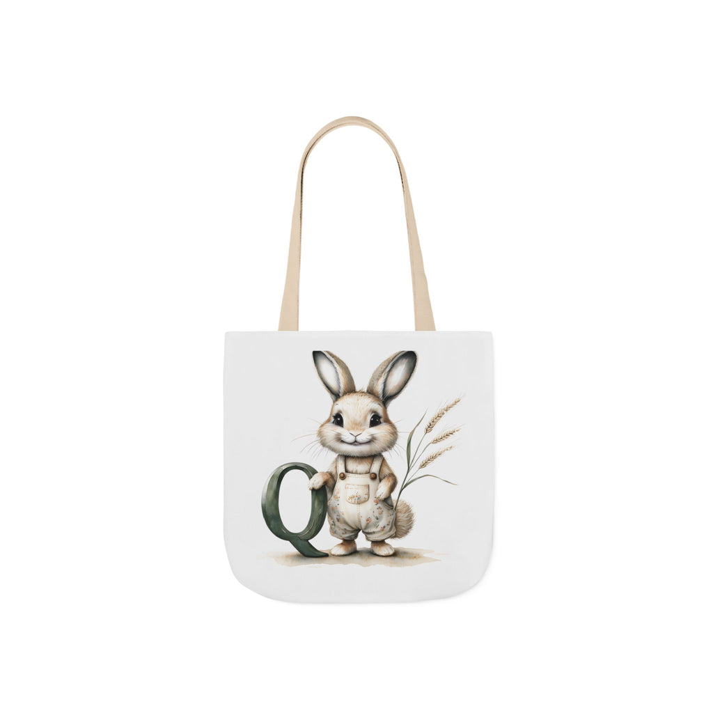 Cute Letter Q Rabbit Canvas Tote Bag - Eco-Friendly Shopping, Gift Bag, Farmer's Market, Kid's Lunch, Summer Fun
