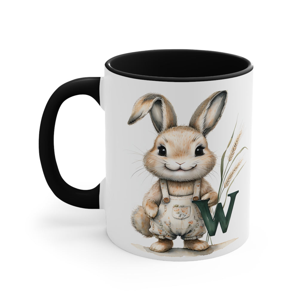 Whimsical Letter W Rabbit Mug, Perfect for Spring Decor, Easter Gifts, Coffee Lovers, and Cute Kitchenware, Bunny Coffee Cup