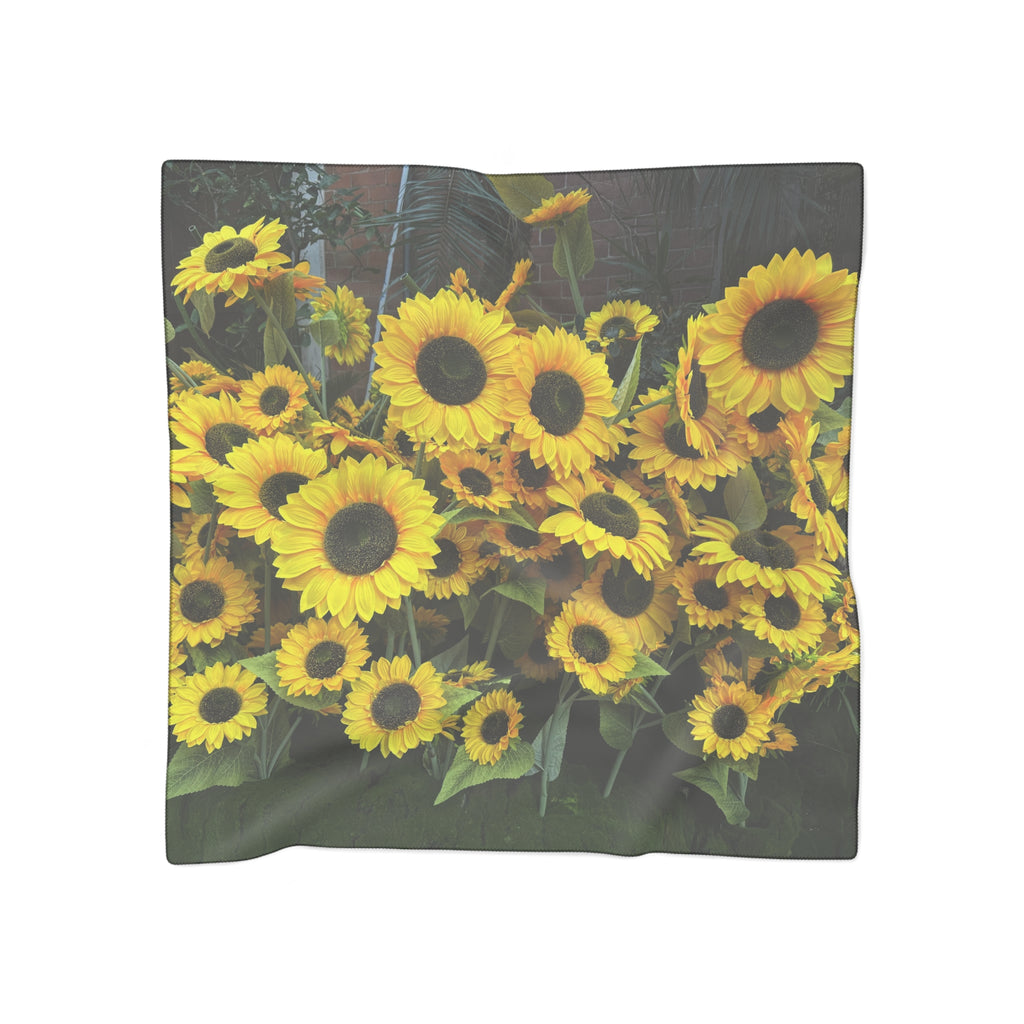 Lots of Sunflowers Poly Scarf — Lightweight Silk-Look Fashion Scarf