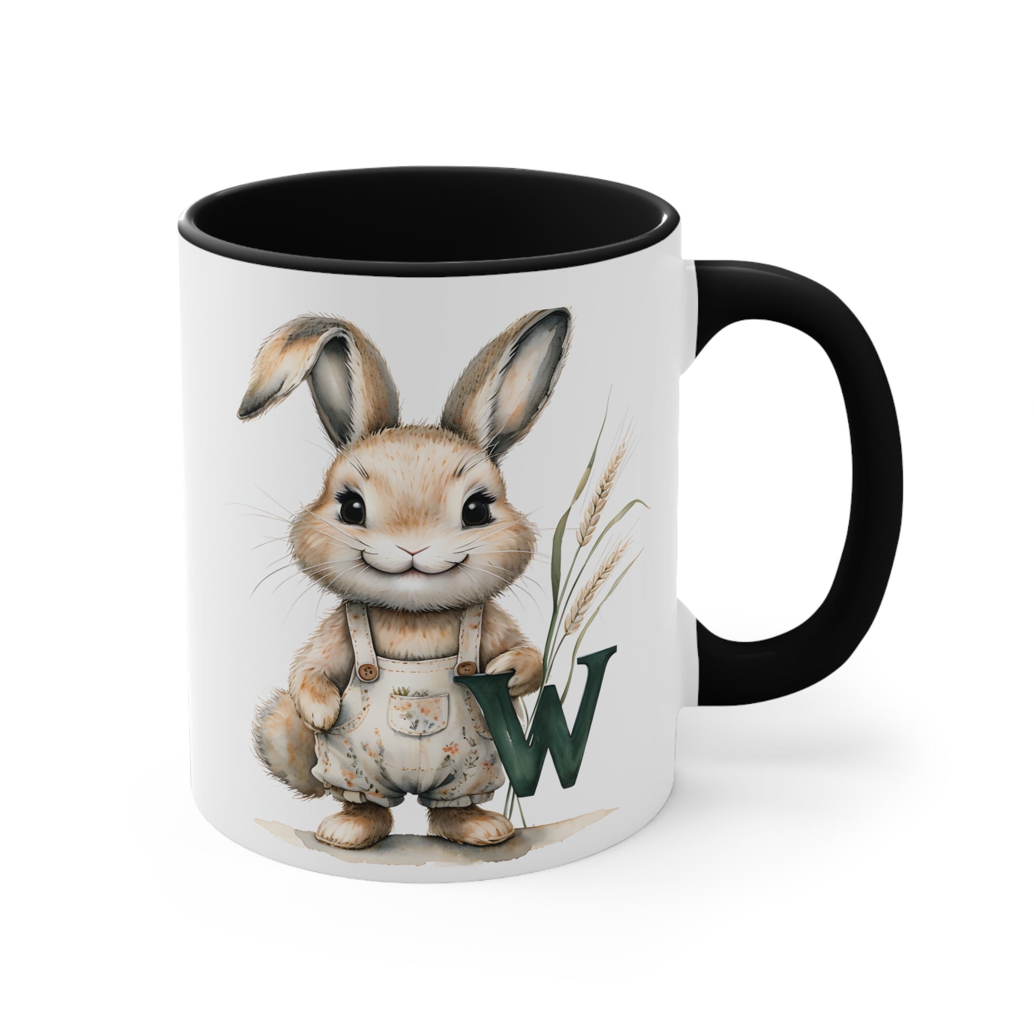 Whimsical Letter W Rabbit Mug, Perfect for Spring Decor, Easter Gifts, Coffee Lovers, and Cute Kitchenware, Bunny Coffee Cup