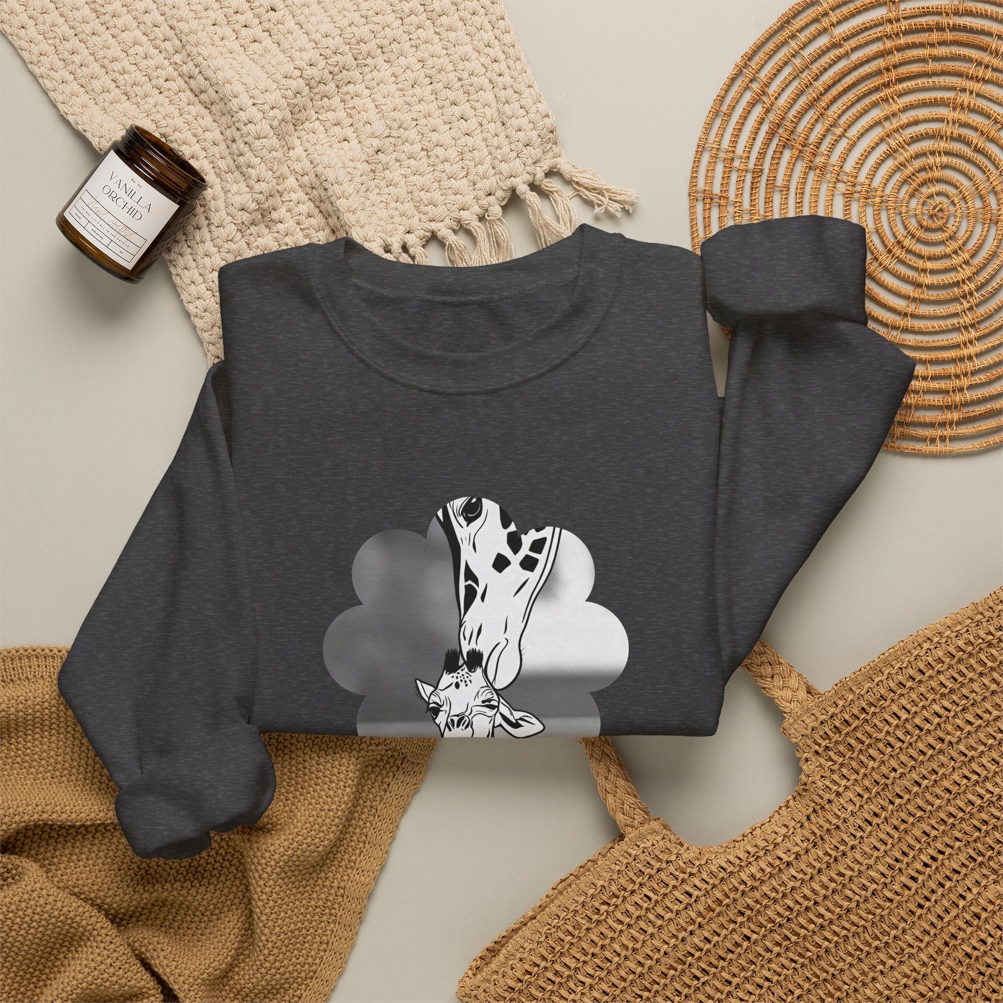 Crewneck Sweatshirt — Cute as a Button Giraffe Graphic