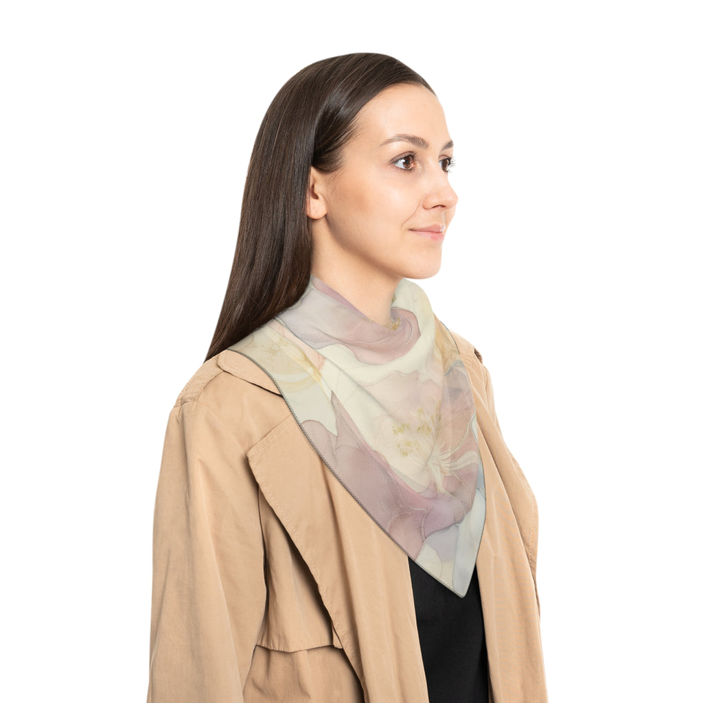 Pastel Floral Silk-Look Scarf — Soft Garden Print