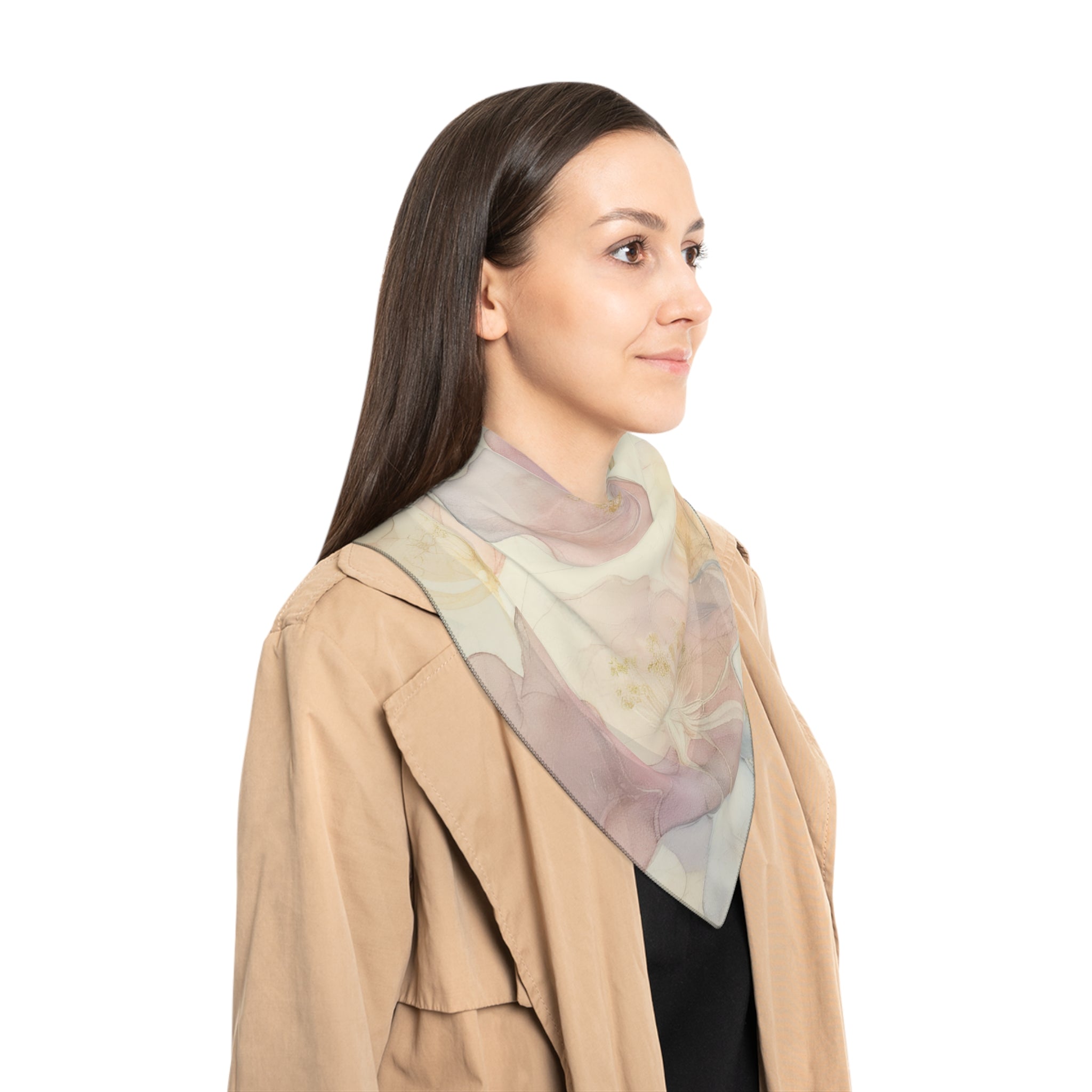 Pastel Floral Silk-Look Scarf — Soft Garden Print