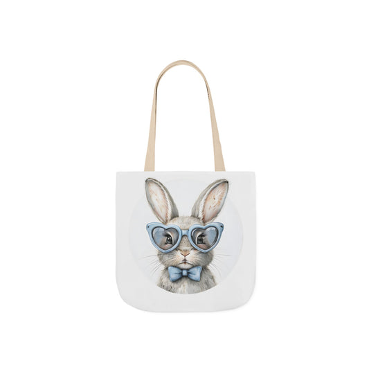 Cute Double Sided Bunny Canvas Tote Bag, Eco-Friendly Shopping Bag, Easter Gift, Spring Style Tote, Bunny Lover's Tote, 3-Color Straps