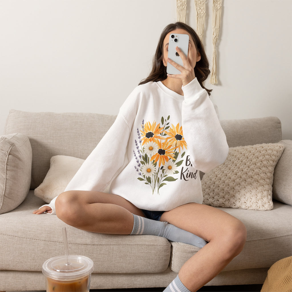 Bee Kind Floral Sweatshirt – Sunflower Bouquet Crewneck