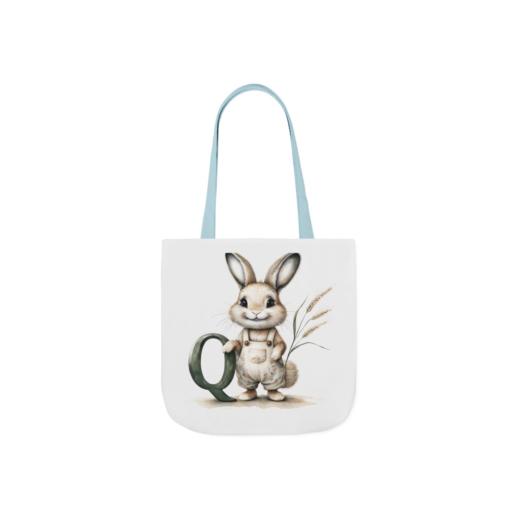 Cute Letter Q Rabbit Canvas Tote Bag - Eco-Friendly Shopping, Gift Bag, Farmer's Market, Kid's Lunch, Summer Fun