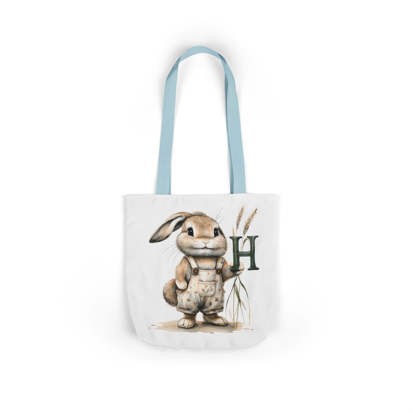 Cute Letter H Bunny Canvas Tote Bag, Ideal for Spring, Easter, Gardening, Eco-Friendly Shopping, Gift for Animal Lovers, Reusable Bag