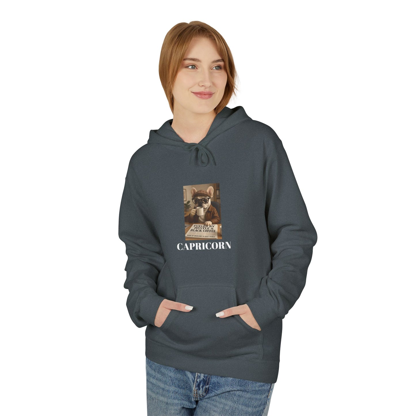 Capricorn Fleece Hoodie Fuelled By Hustle and Black Coffee.