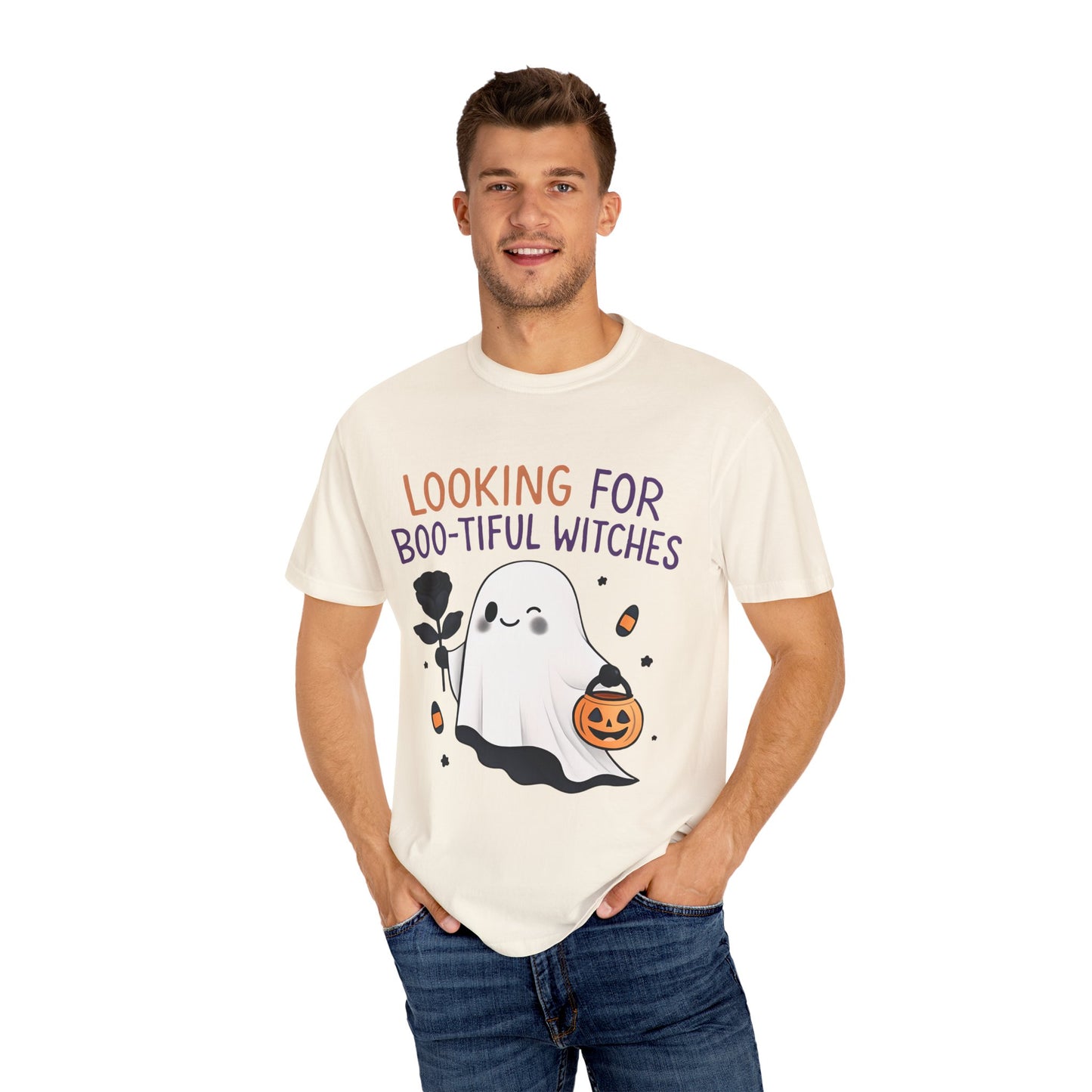 Halloween Ghost T-Shirt, Cute Witch Tee, Unisex Graphic Tee, Fall Apparel, Spooky Season Shirt