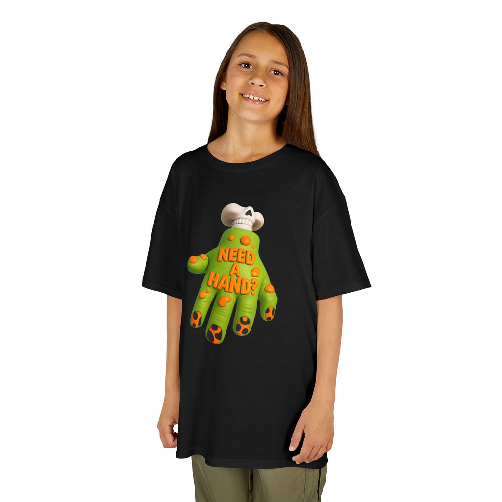 Kids — Cute Green Hand Plush Design with “I Need a Hand” Text
