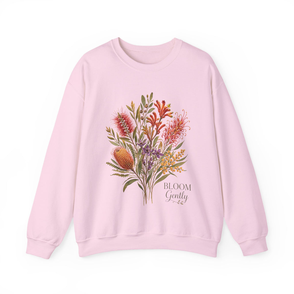 Floral Bouquet Sweatshirt — "Bloom Gently" Botanical Crewneck