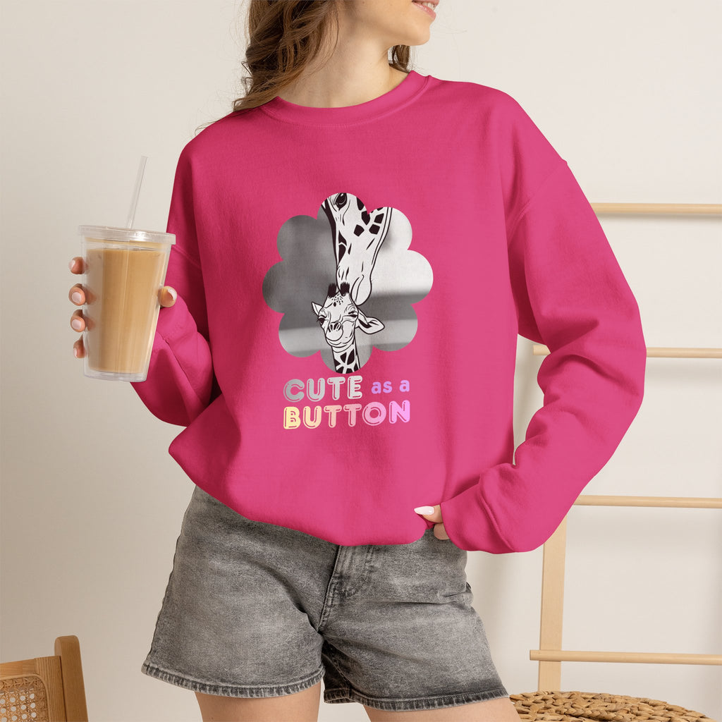 Crewneck Sweatshirt — Cute as a Button Giraffe Graphic