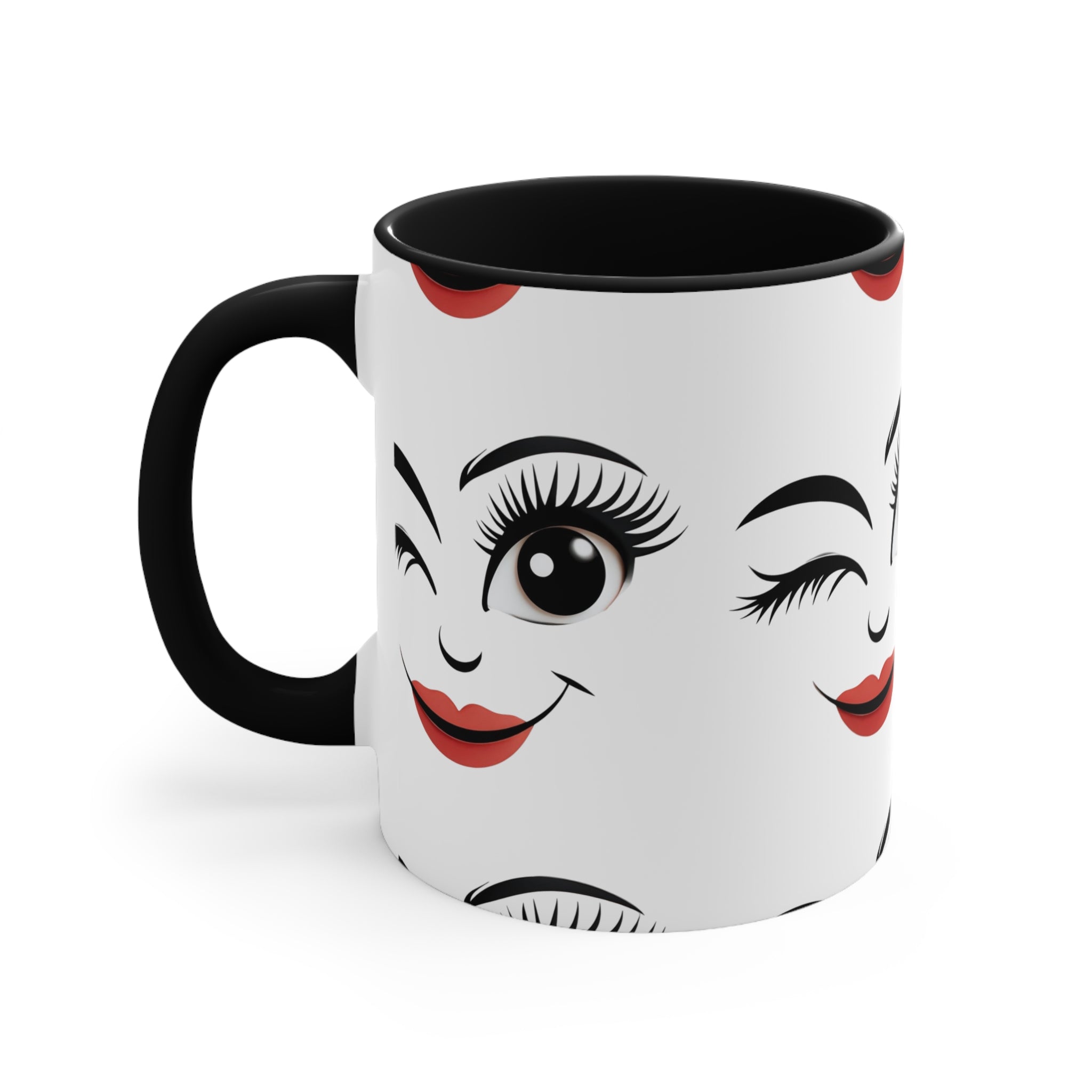 Quirky RED Face Outline Accent Mug 11oz