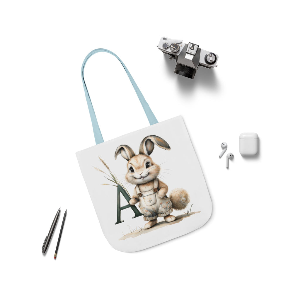 Charming Letter A Rabbit Canvas Tote Bag, Eco-Friendly Shopping, Gift for Animal Lovers, Cute Eco Tote