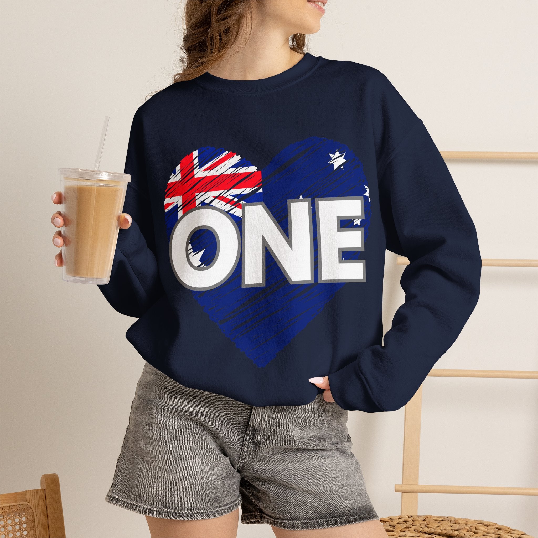 Australia ONE Heart Crewneck Unity Sweatshirt – Patriotic Aussie Design