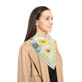 Yellow and Blue Pastel Floral Silk-Look Scarf — Soft Garden Print