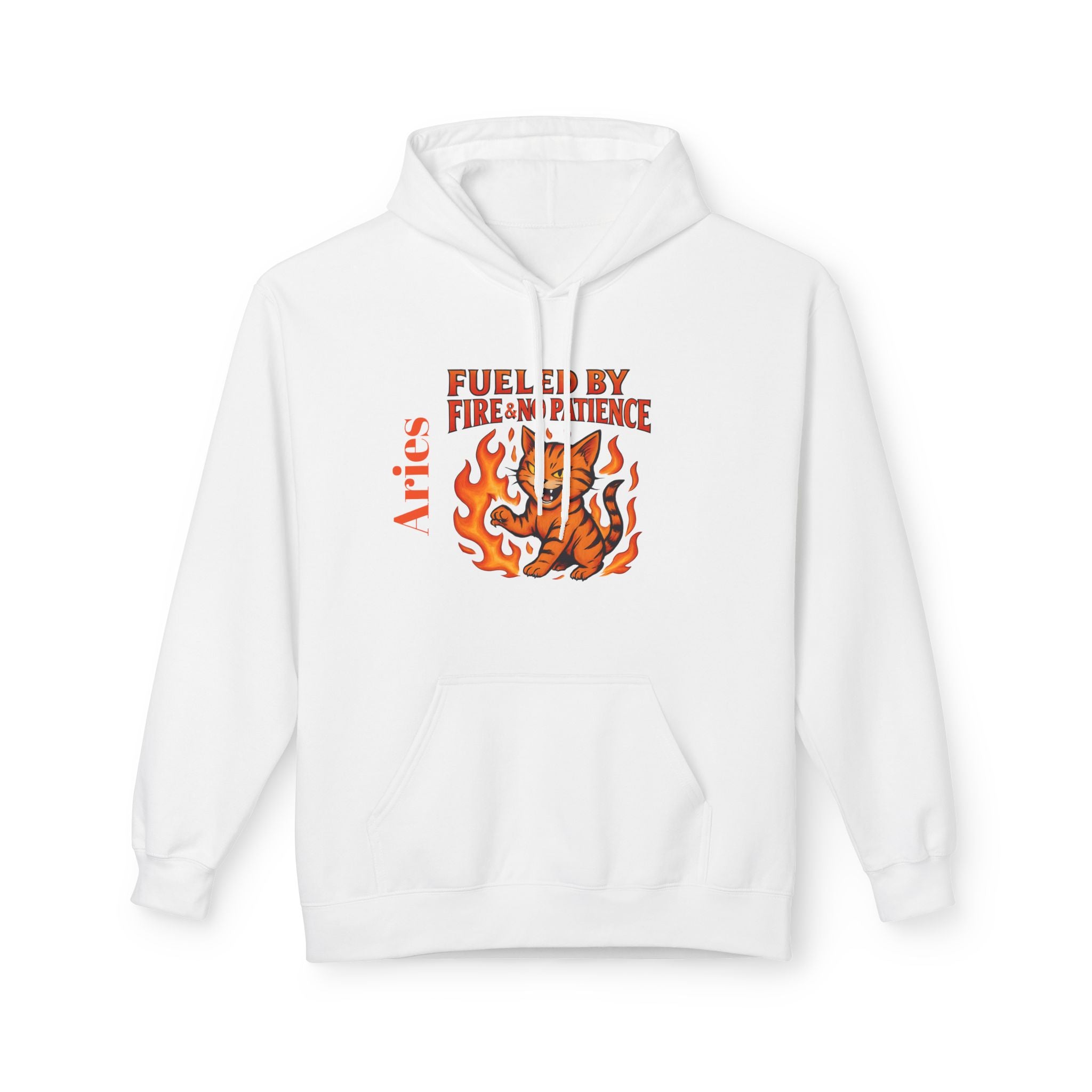 Aries Cat Fire Vibe Hoodie, Astrology Sweatshirt, Custom Zodiac Gift, Unisex Pullover, Birthday Celebration, Astrology Lover Hoodie