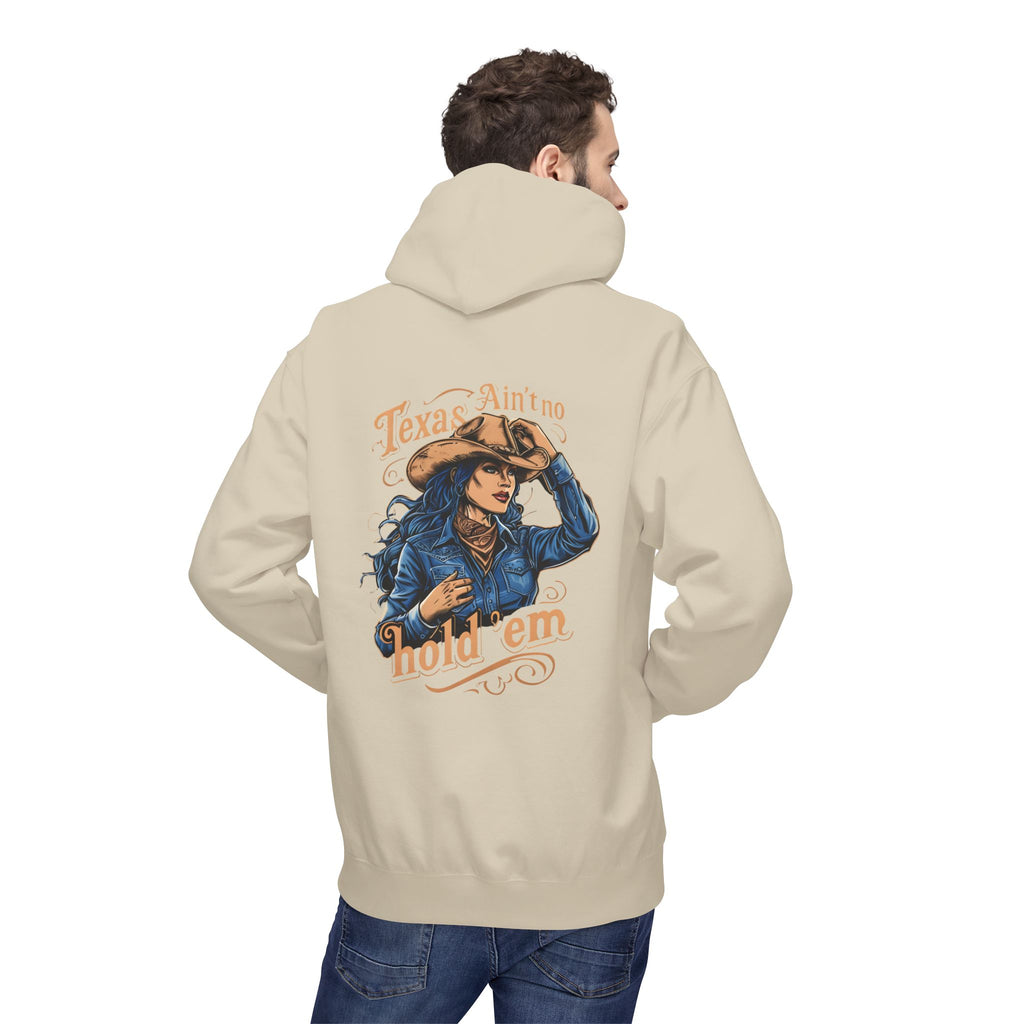 Sand cowgirl graphic pullover hoodie, hood and front pouch pocket
