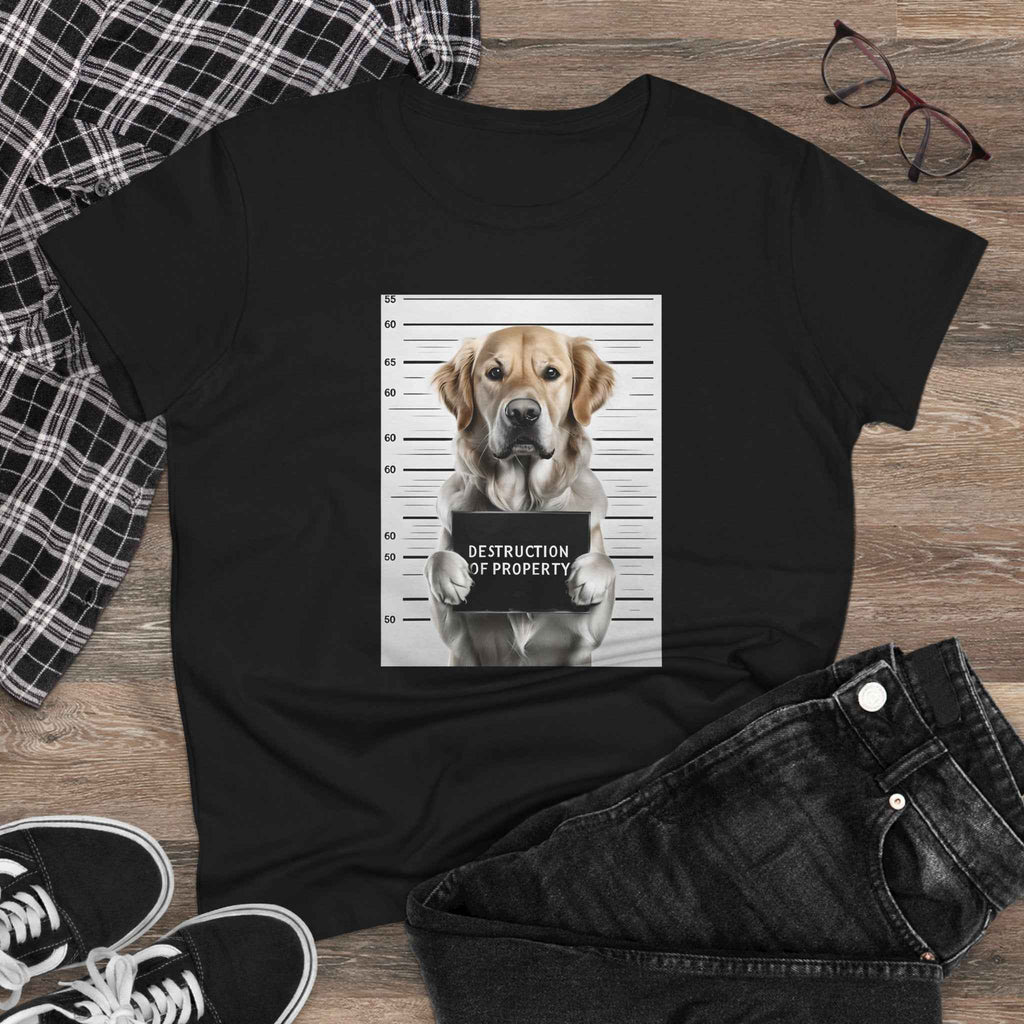 Playful Dog Mugshot Tee for Animal Lovers, Funny Shirt, Gift for Dog Moms, Pet Lovers Apparel, Cute Cotton Tee
