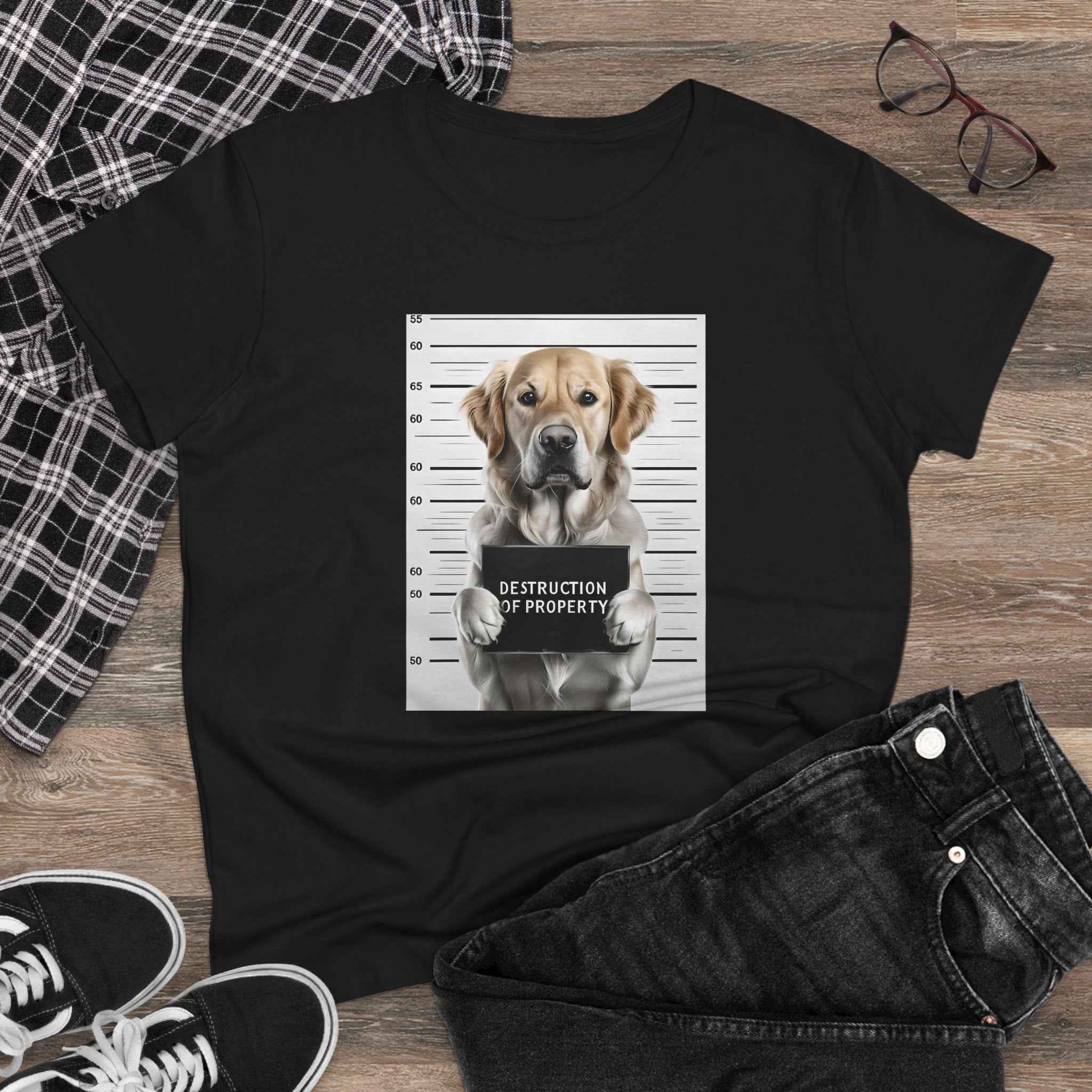 Playful Dog Mugshot Tee for Animal Lovers, Funny Shirt, Gift for Dog Moms, Pet Lovers Apparel, Cute Cotton Tee