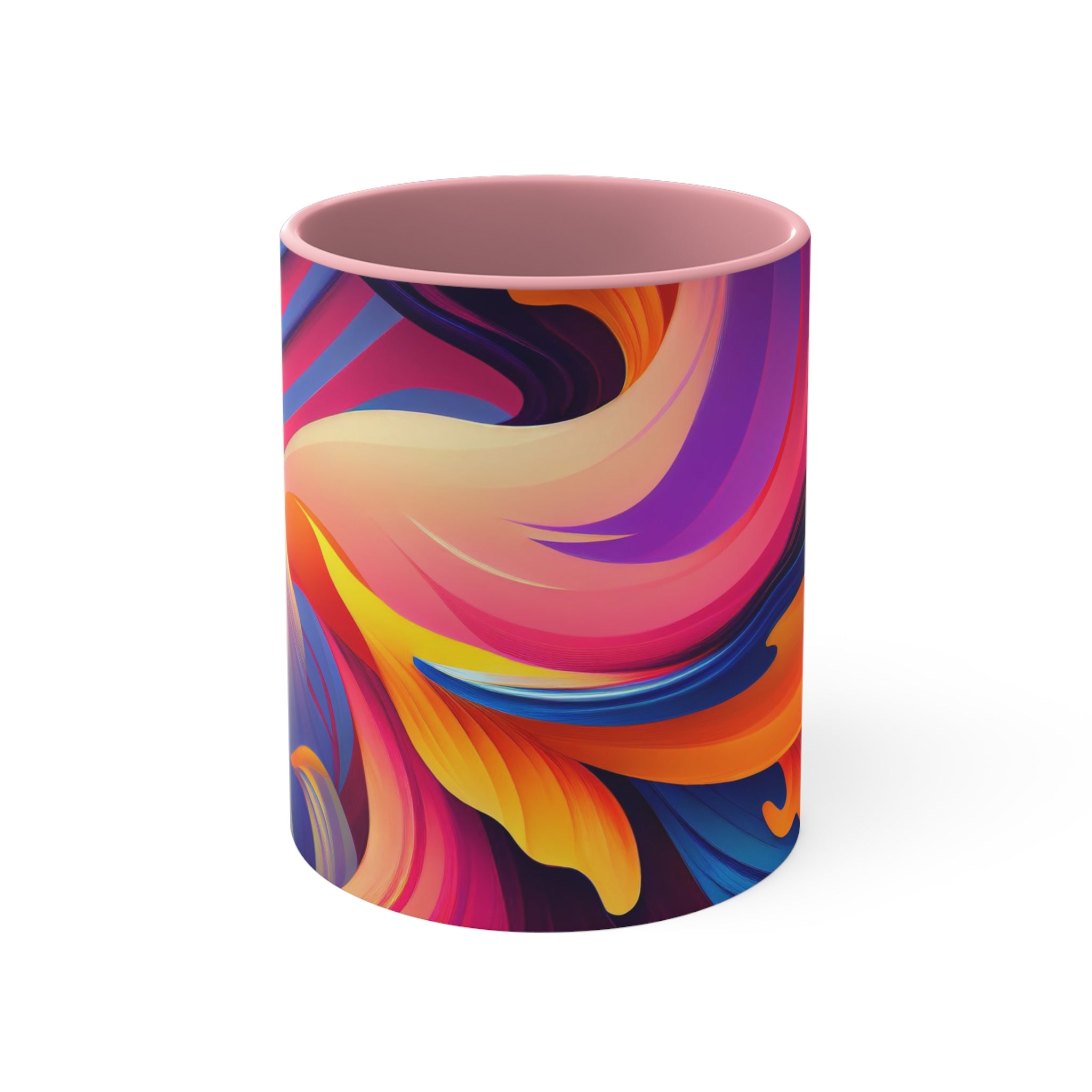 Colorful Wavy Accent Mug — 11oz Bright Ceramic Coffee Cup