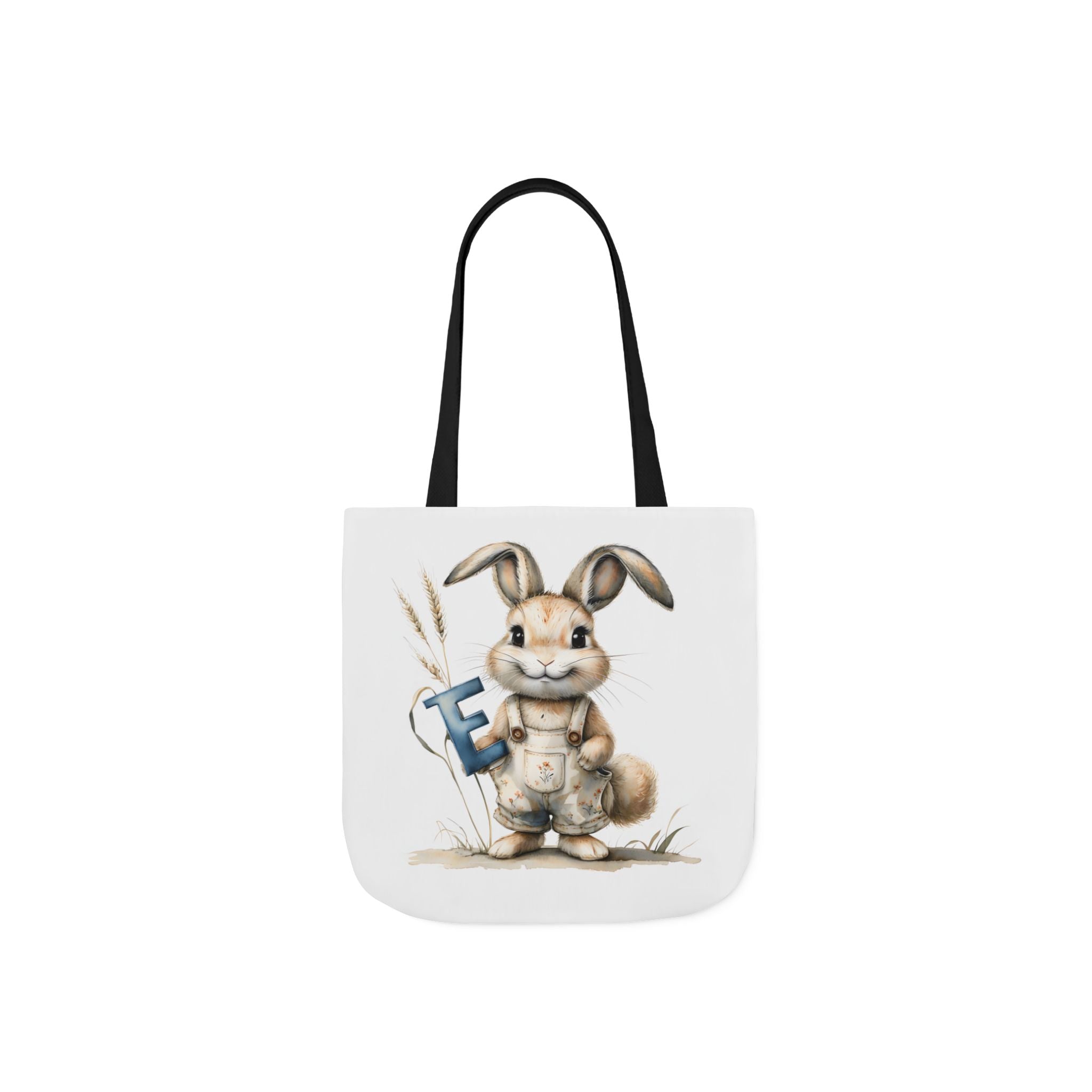 Charming Letter E Bunny Canvas Tote Bag, Easter, Spring, Eco-Friendly Bag, Gift for Animal Lovers, Everyday Use, Shopping