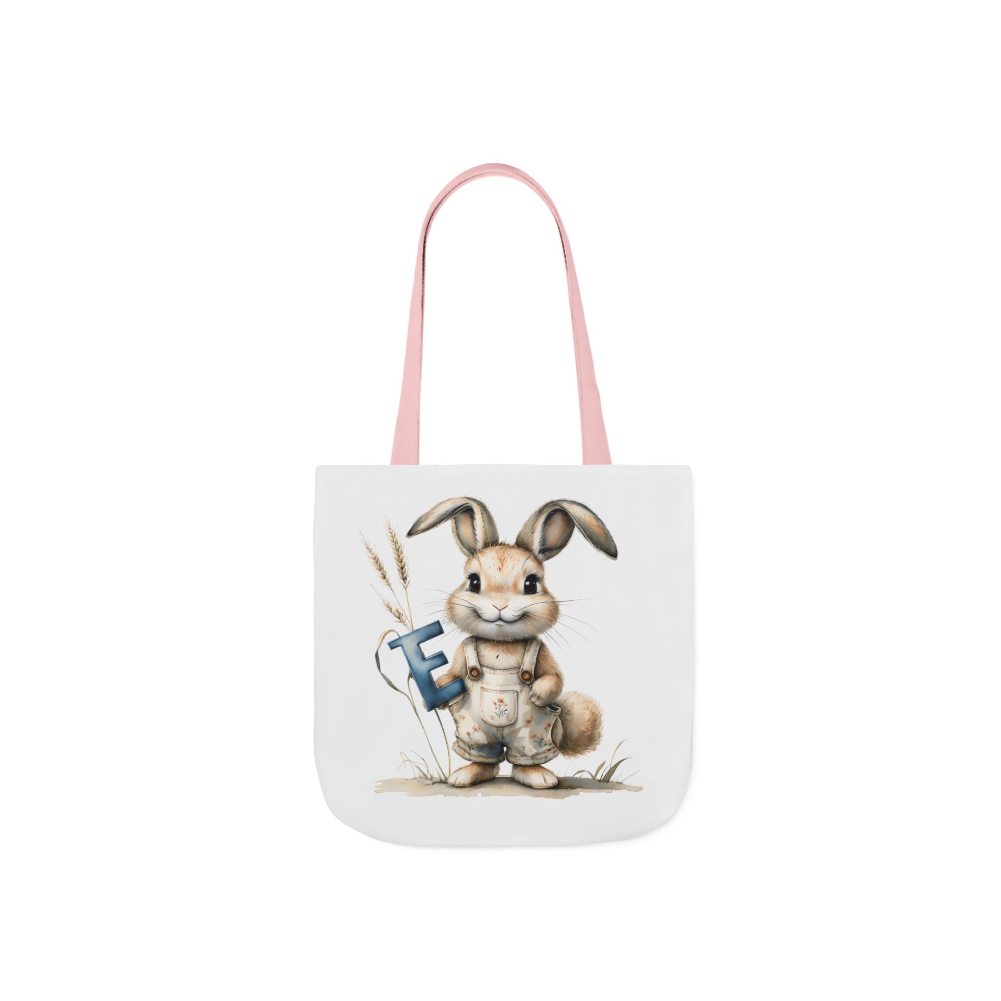 Charming Letter E Bunny Canvas Tote Bag, Easter, Spring, Eco-Friendly Bag, Gift for Animal Lovers, Everyday Use, Shopping