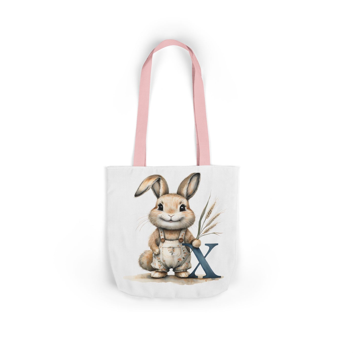 Cute Letter X Bunny Canvas Tote Bag with 5-Color Straps, Ideal for Spring, Easter Gifts, Eco-Friendly Shopping, Animal Lovers, Cute Designs