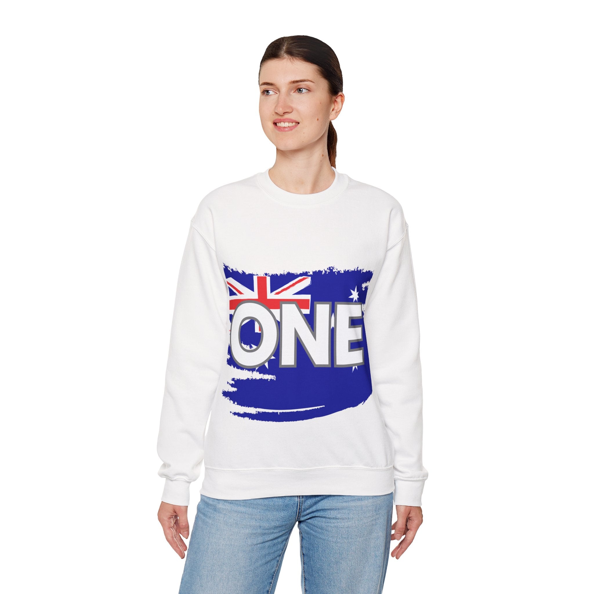 Australia ONE Torn Flag Crewneck Unity Sweatshirt – Patriotic Aussie Map Design
