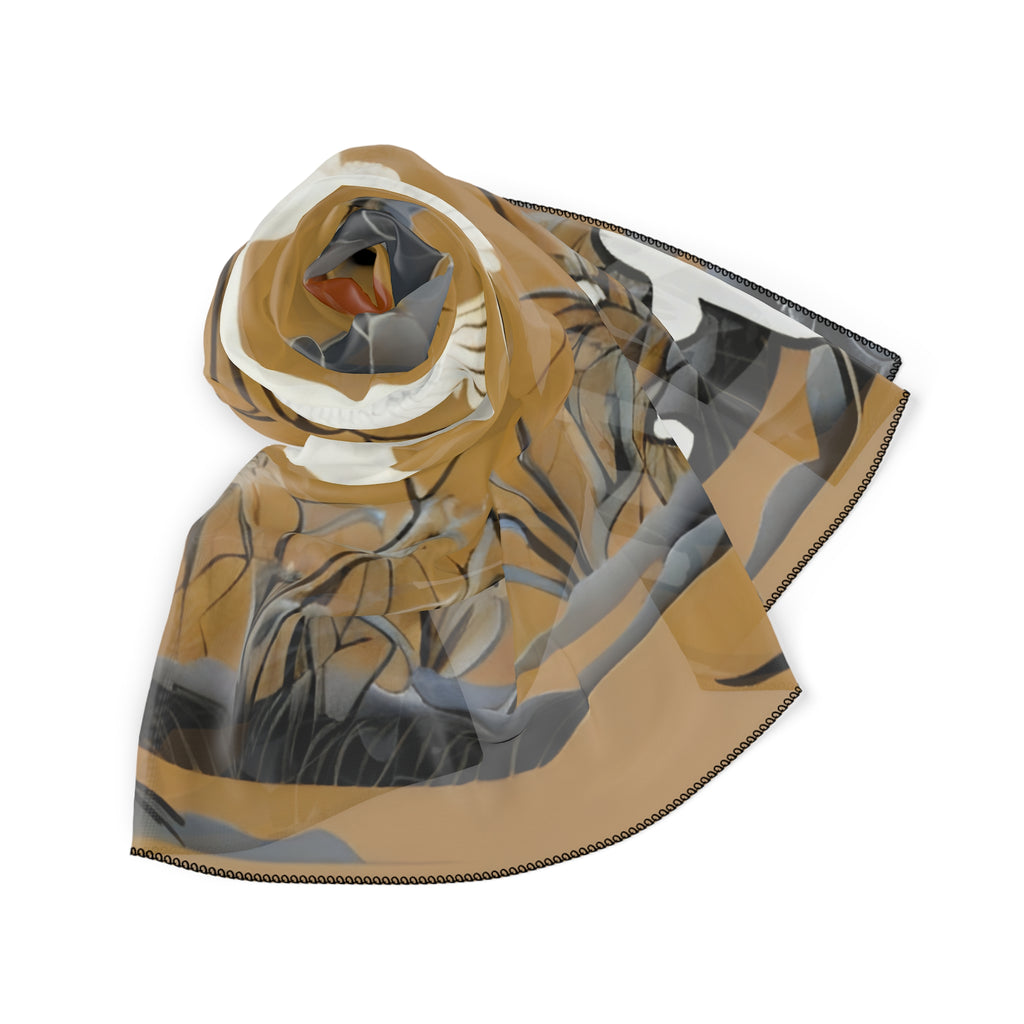Silk-Look Crane Scarf — Lightweight East Asian Crane Fashion Scarf