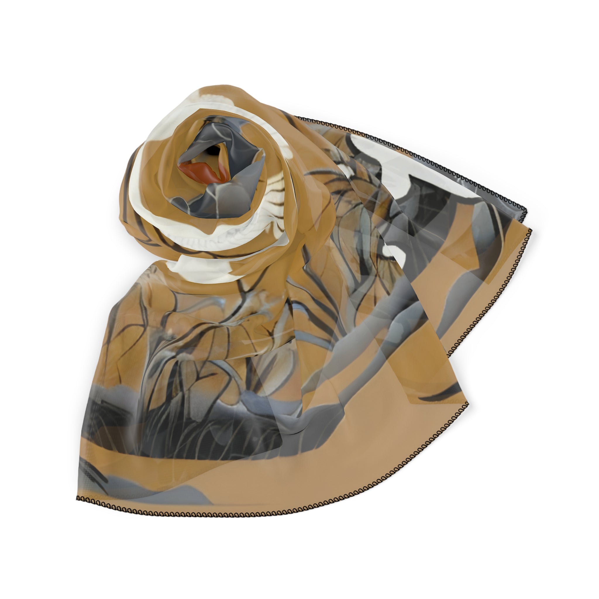 Silk-Look Crane Scarf — Lightweight East Asian Crane Fashion Scarf