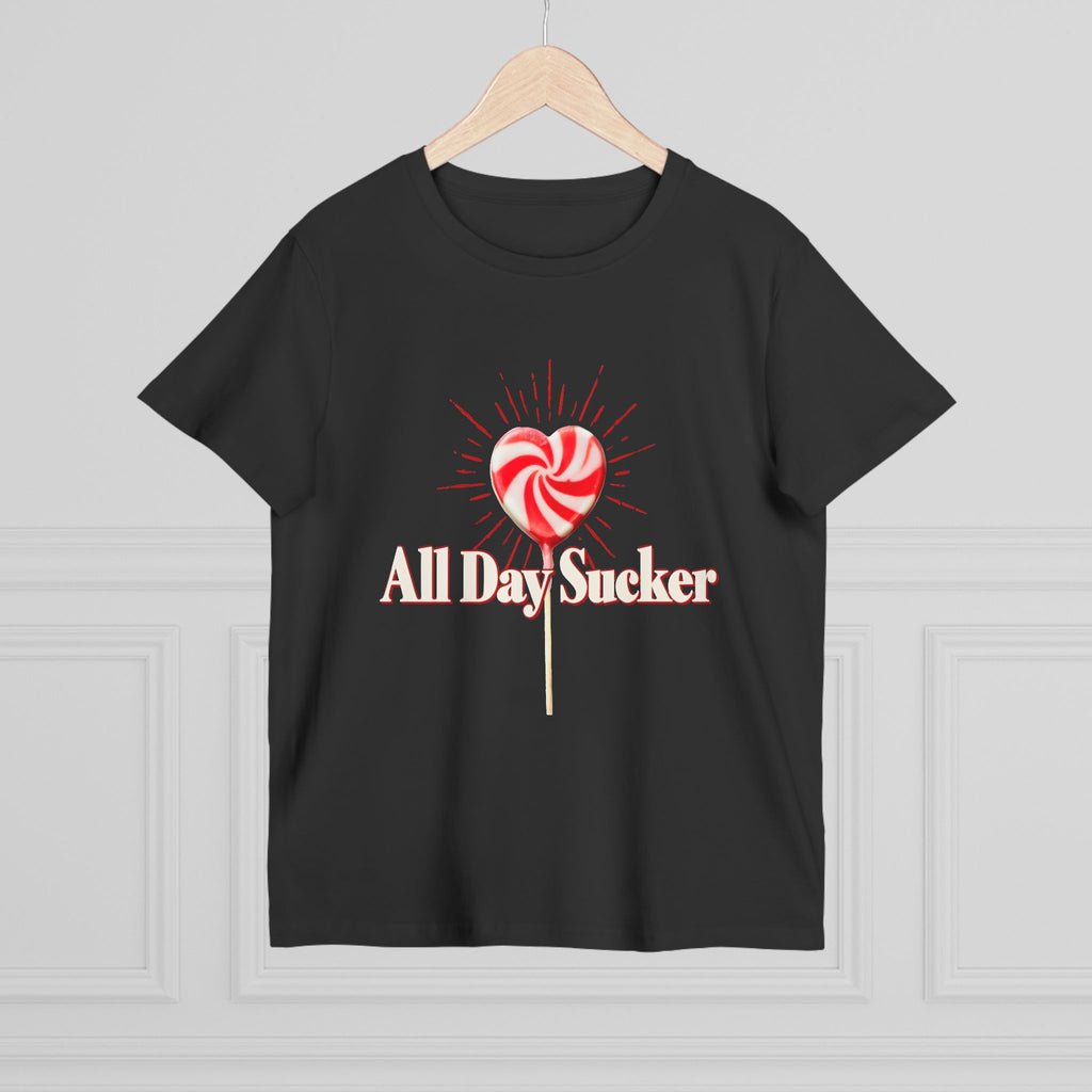 Maple Tee, Valentines Day Lollipop Women's Graphic Shirt, Heart Candy Top
