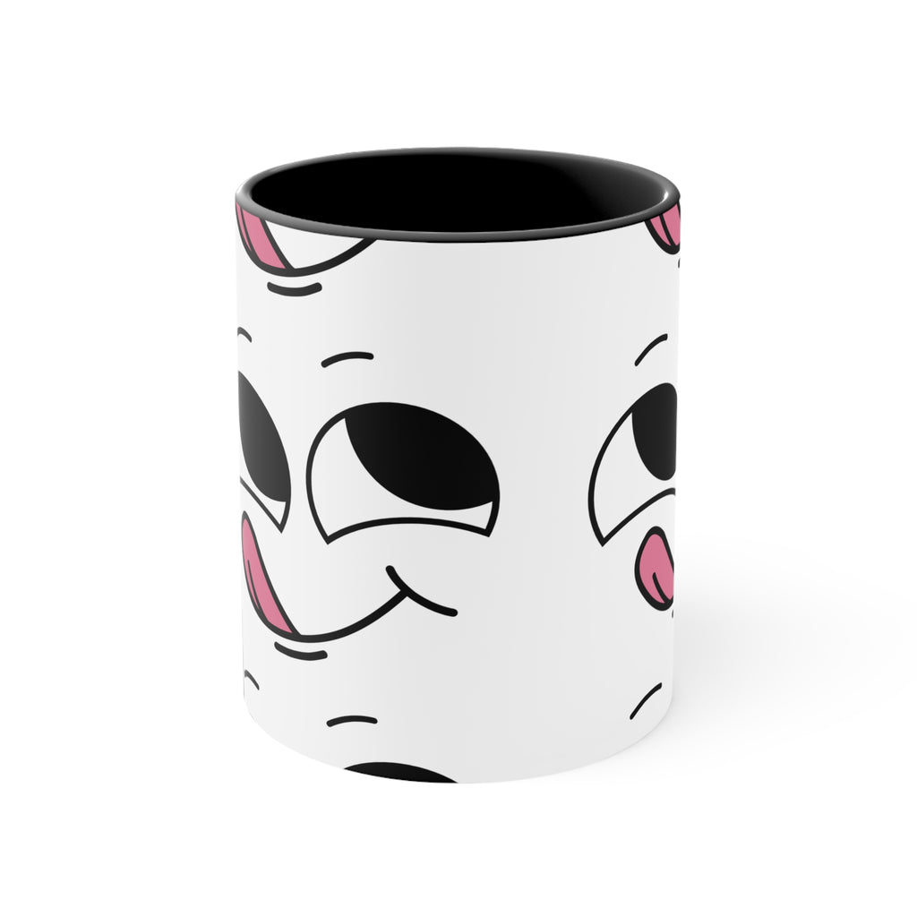 Quirky PINK Tongue Face Outline Accent Mug 11oz