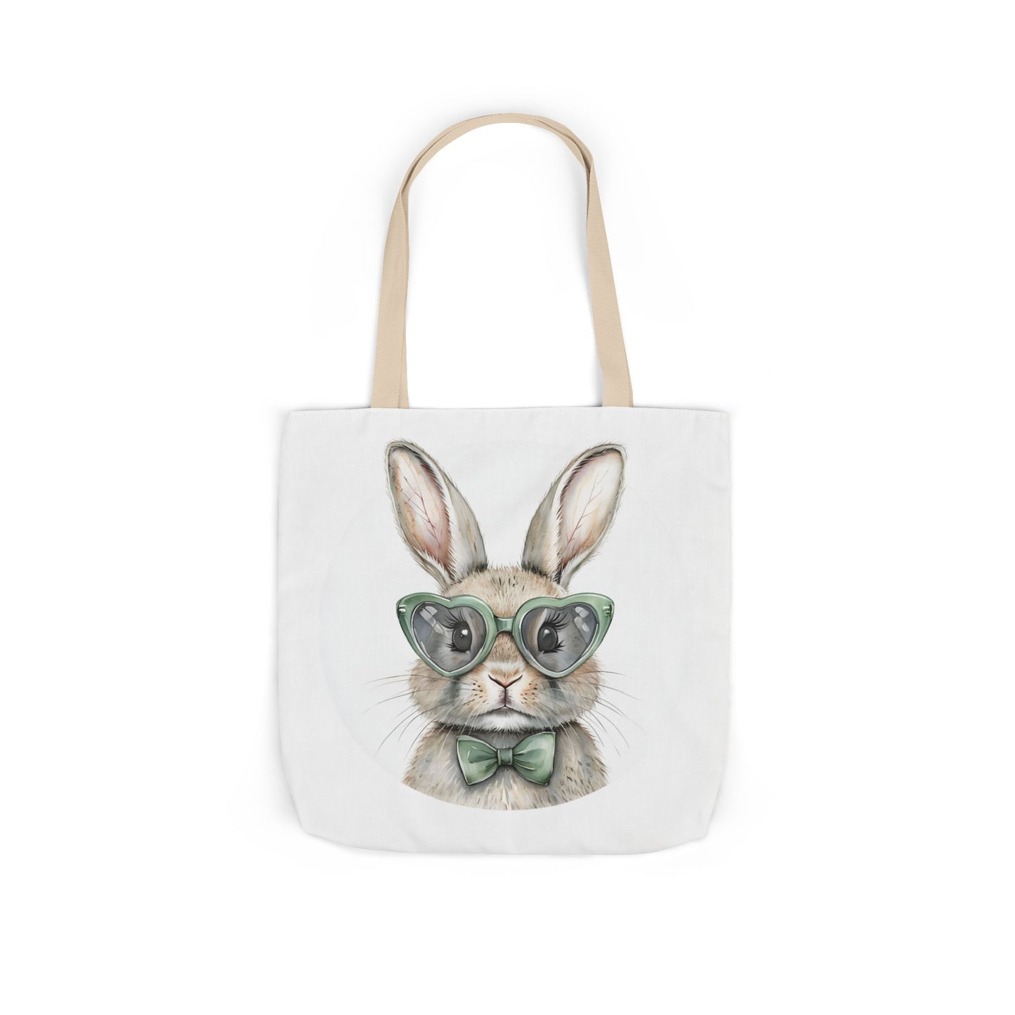 Playful Double Sided Bunny Canvas Tote Bag with 5-Color Straps, Eco-Friendly, Spring Gift, Perfect for Easter, Cute Animal Lover Bag
