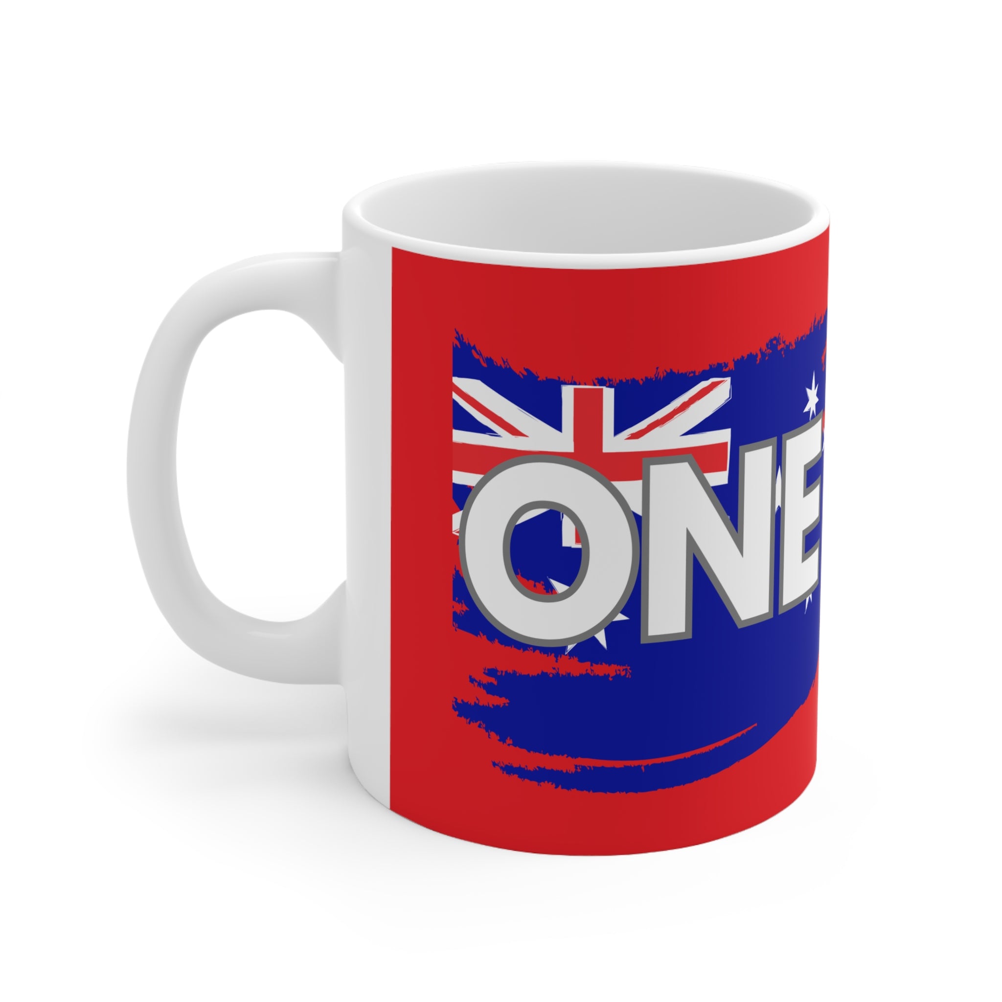Australia ONE Torn Flag Map Unity Red Ceramic Coffee Mug — 11oz