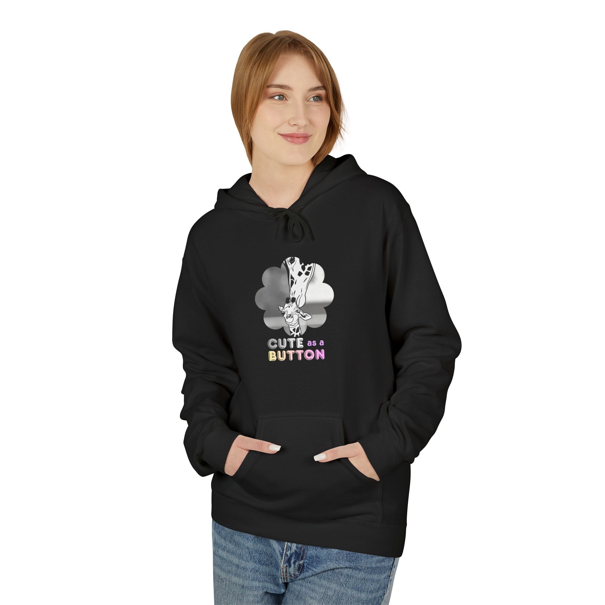 Cute as a Button Giraffe Graphic Hoodie
