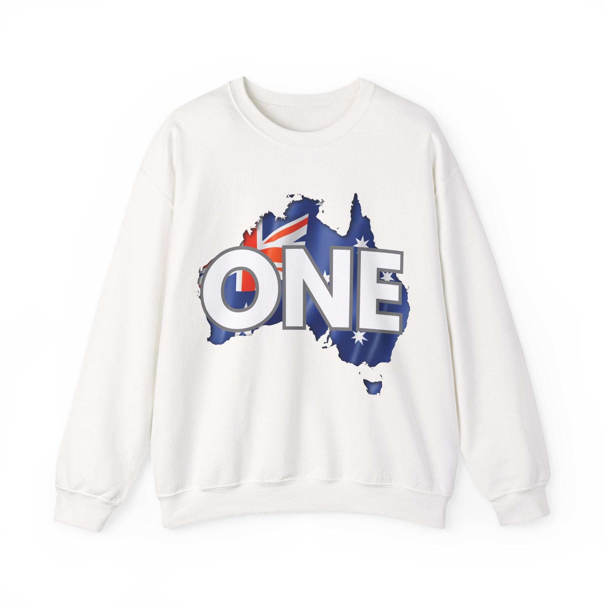 Australia ONE Flag Crewneck Unity Sweatshirt – Patriotic Aussie Map Design