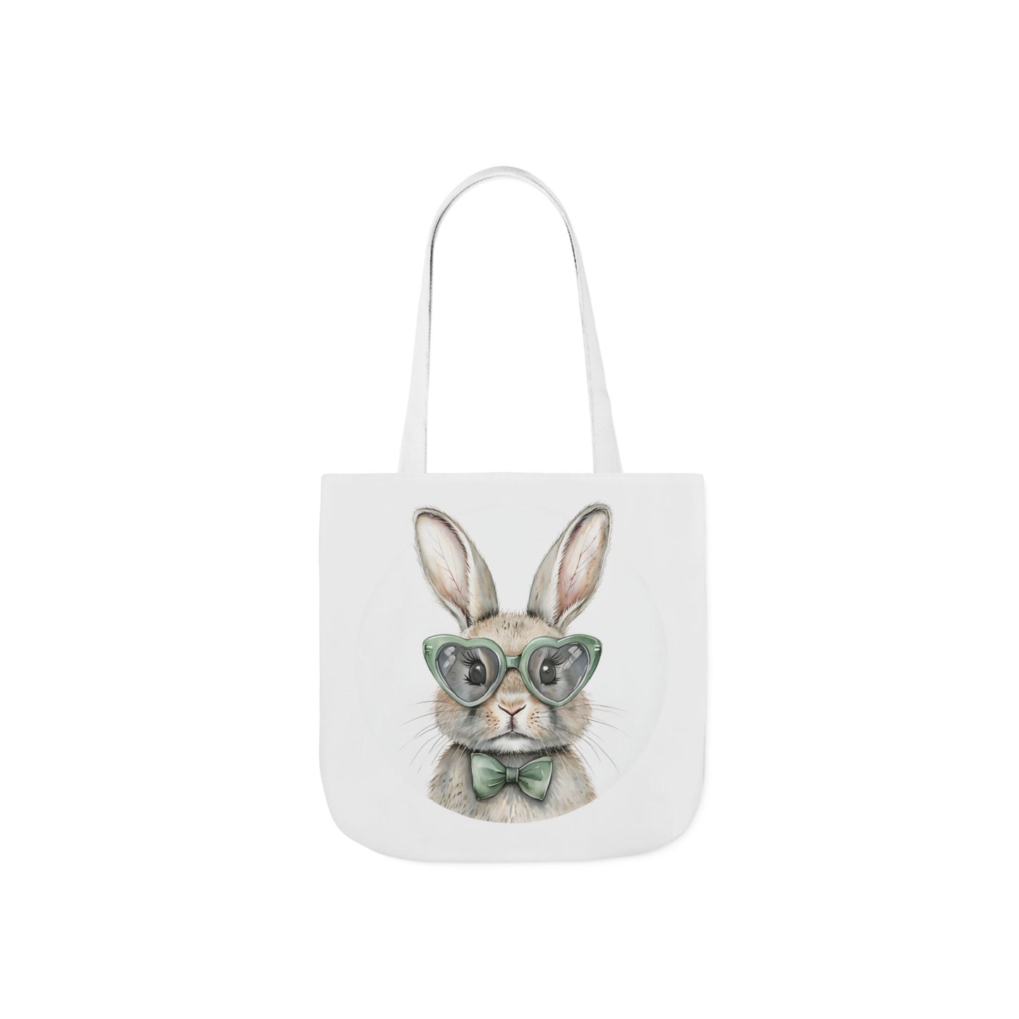 Playful Double Sided Bunny Canvas Tote Bag with 5-Color Straps, Eco-Friendly, Spring Gift, Perfect for Easter, Cute Animal Lover Bag