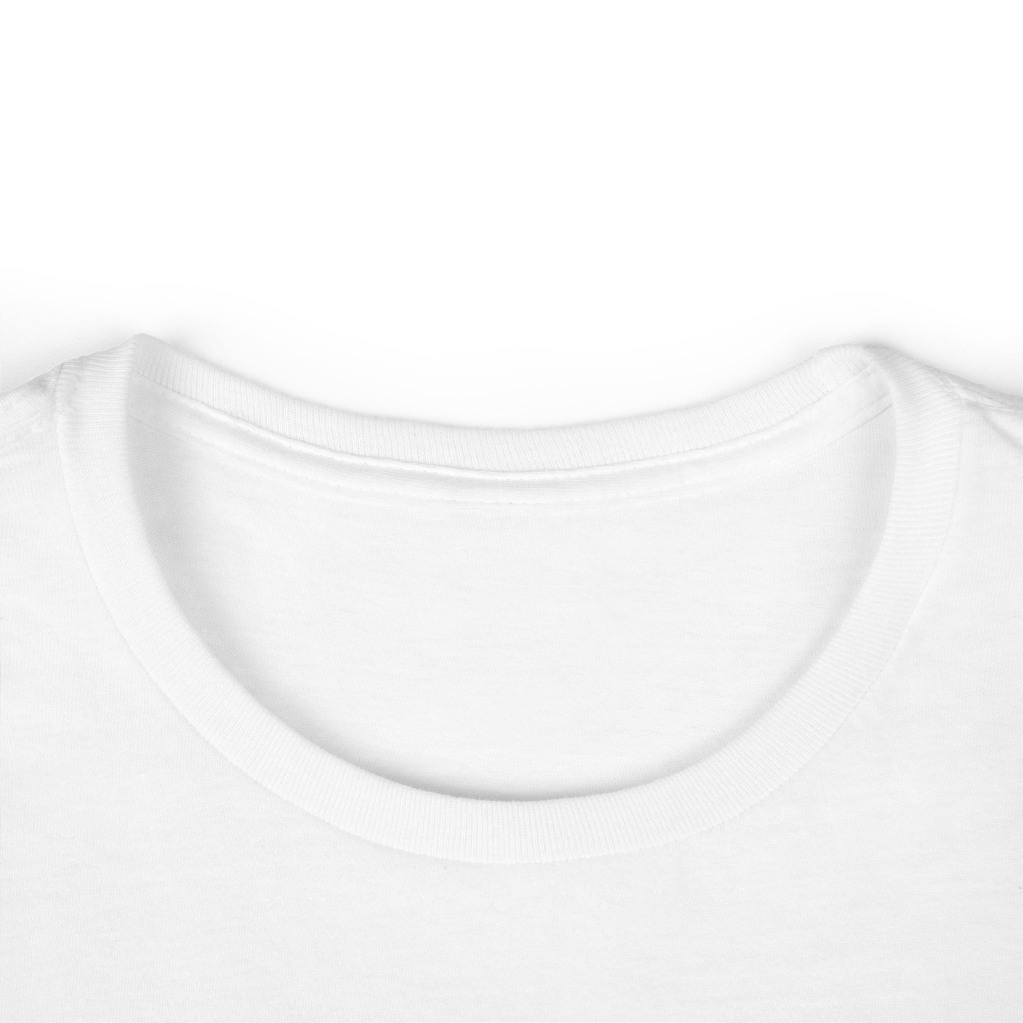 Women's tee, white scoop neck collar—no visible graphic.