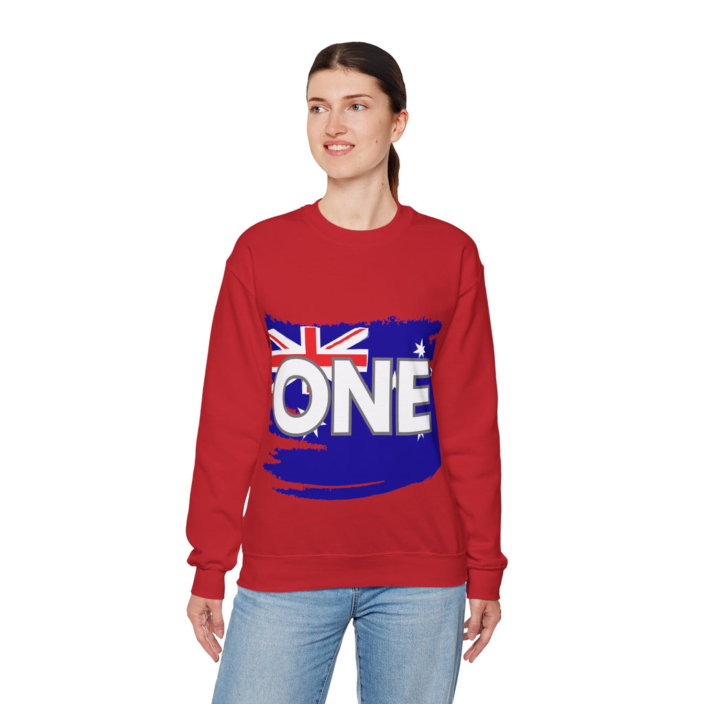 Australia ONE Torn Flag Crewneck Unity Sweatshirt – Patriotic Aussie Map Design