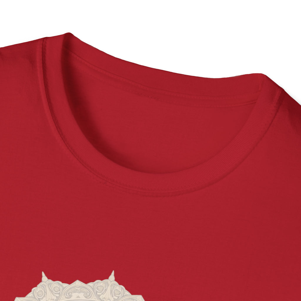 Red crew-neck T-shirt neckline with short sleeves