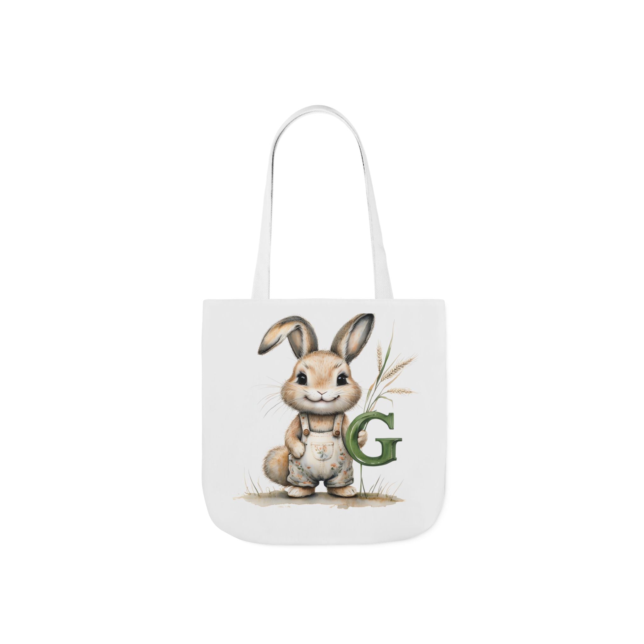 Adorable Letter G Bunny Canvas Tote Bag, Cute Spring Bag, Easter Gift, Eco-Friendly Storage Bag, Picnic Tote, Everyday Use