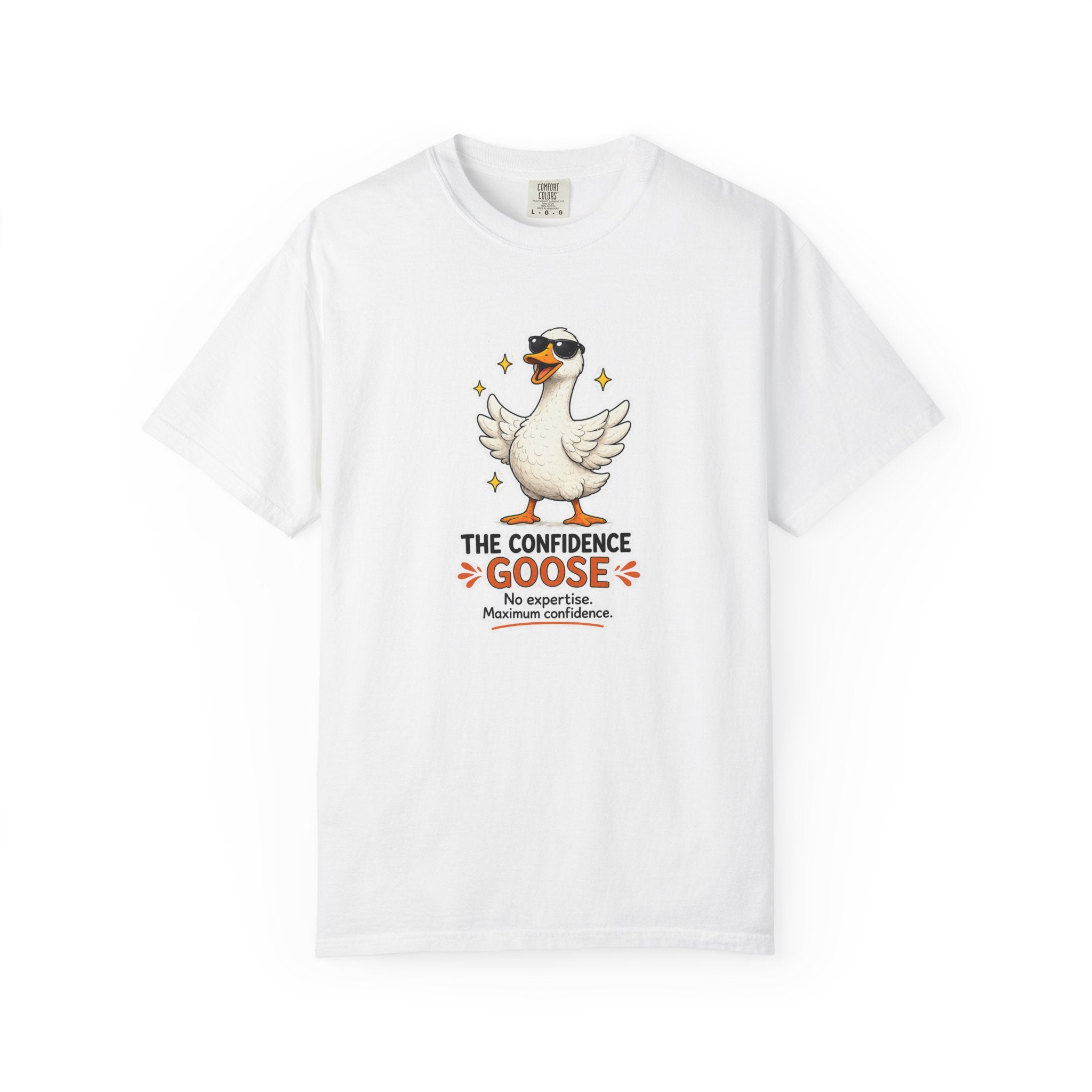 White goose graphic T-shirt with motivational text