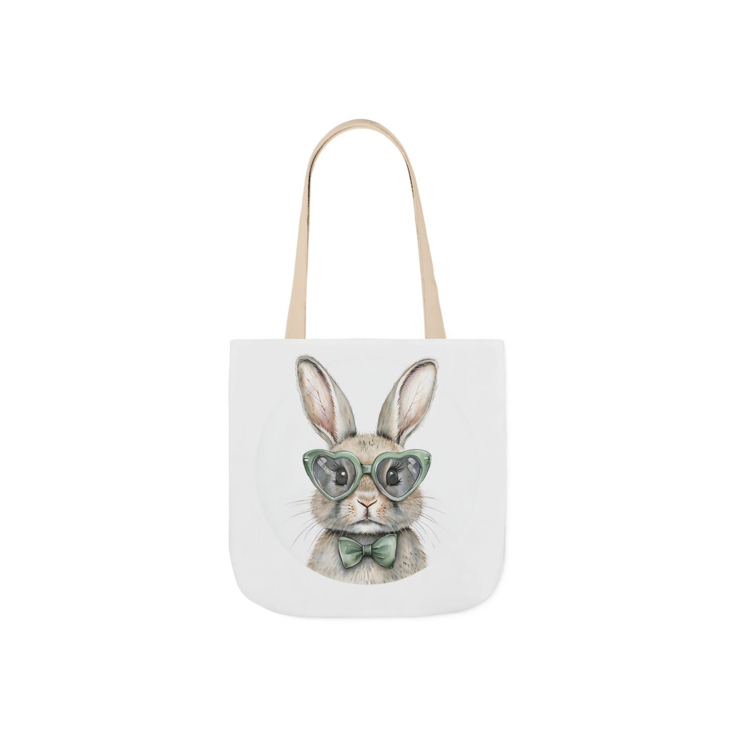 Playful Double Sided Bunny Canvas Tote Bag with 5-Color Straps, Eco-Friendly, Spring Gift, Perfect for Easter, Cute Animal Lover Bag