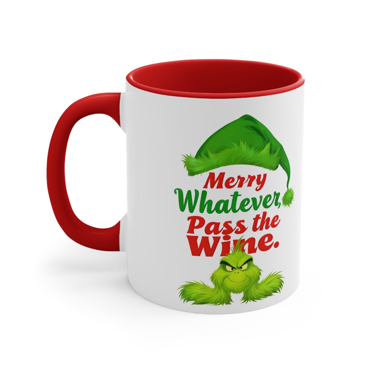 Mug - Merry Whatever, Pass the Wine - Colorful Accent 11oz