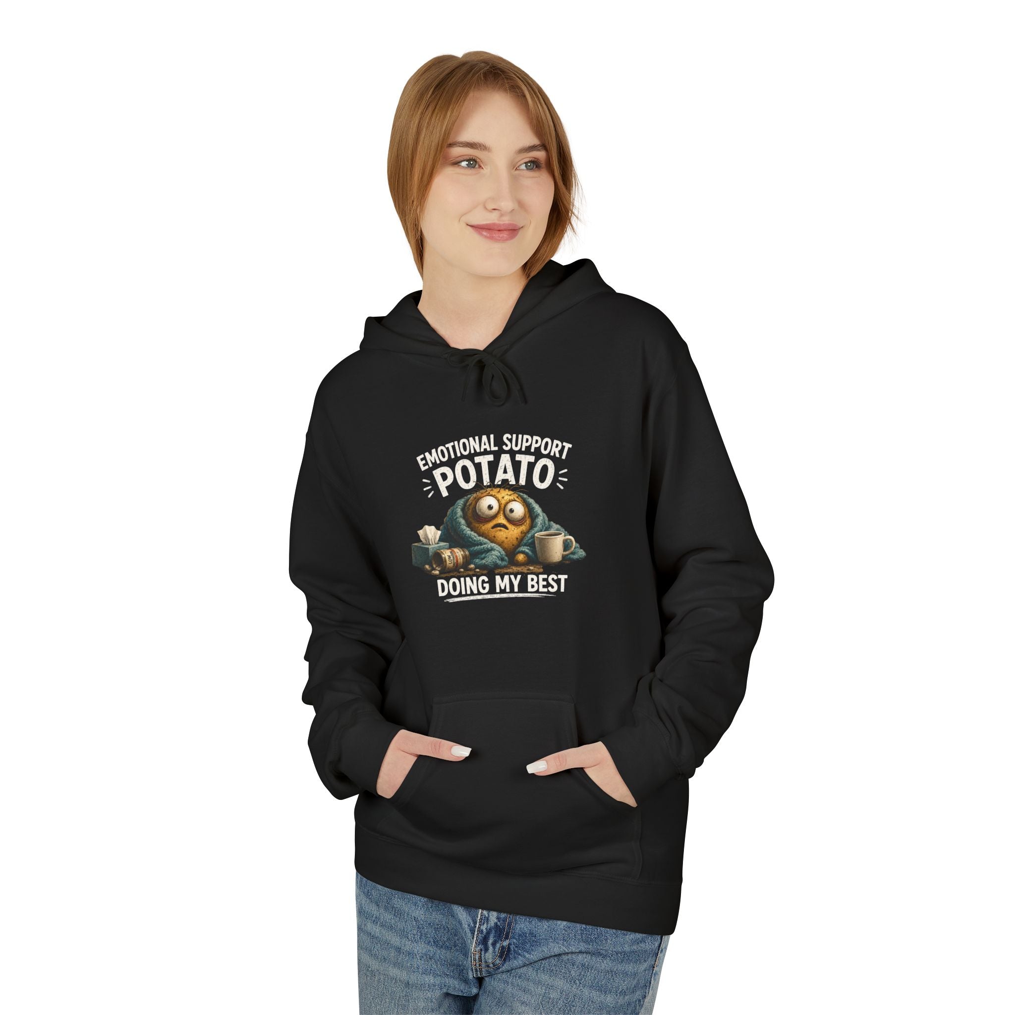 Emotional Support Potato Hoodie — "Doing My Best" Cozy Graphic Design