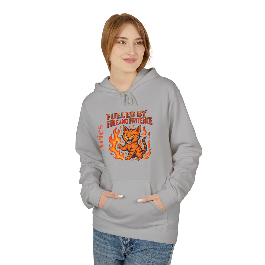 Aries Cat Fire Vibe Hoodie, Astrology Sweatshirt, Custom Zodiac Gift, Unisex Pullover, Birthday Celebration, Astrology Lover Hoodie